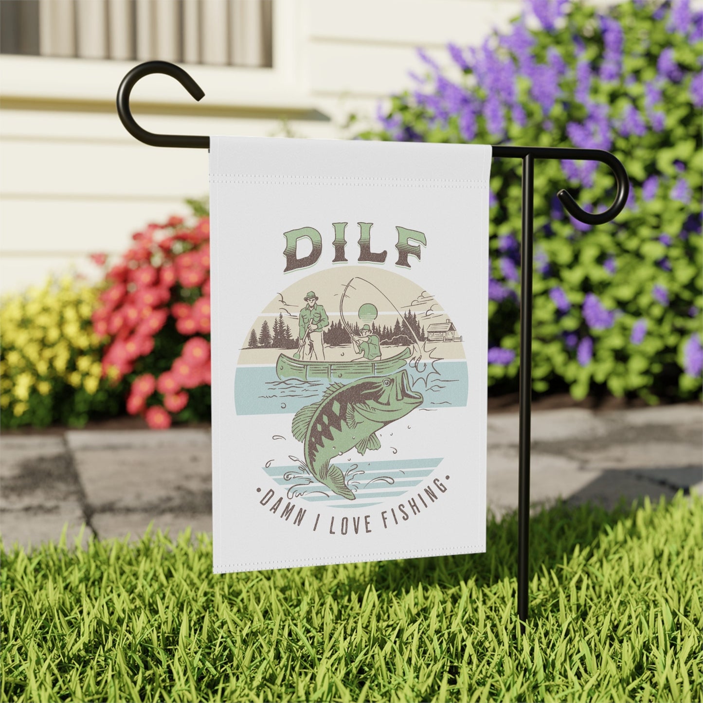 DILF Damn I Love Fishing - Funny Vintage Fishing Flag