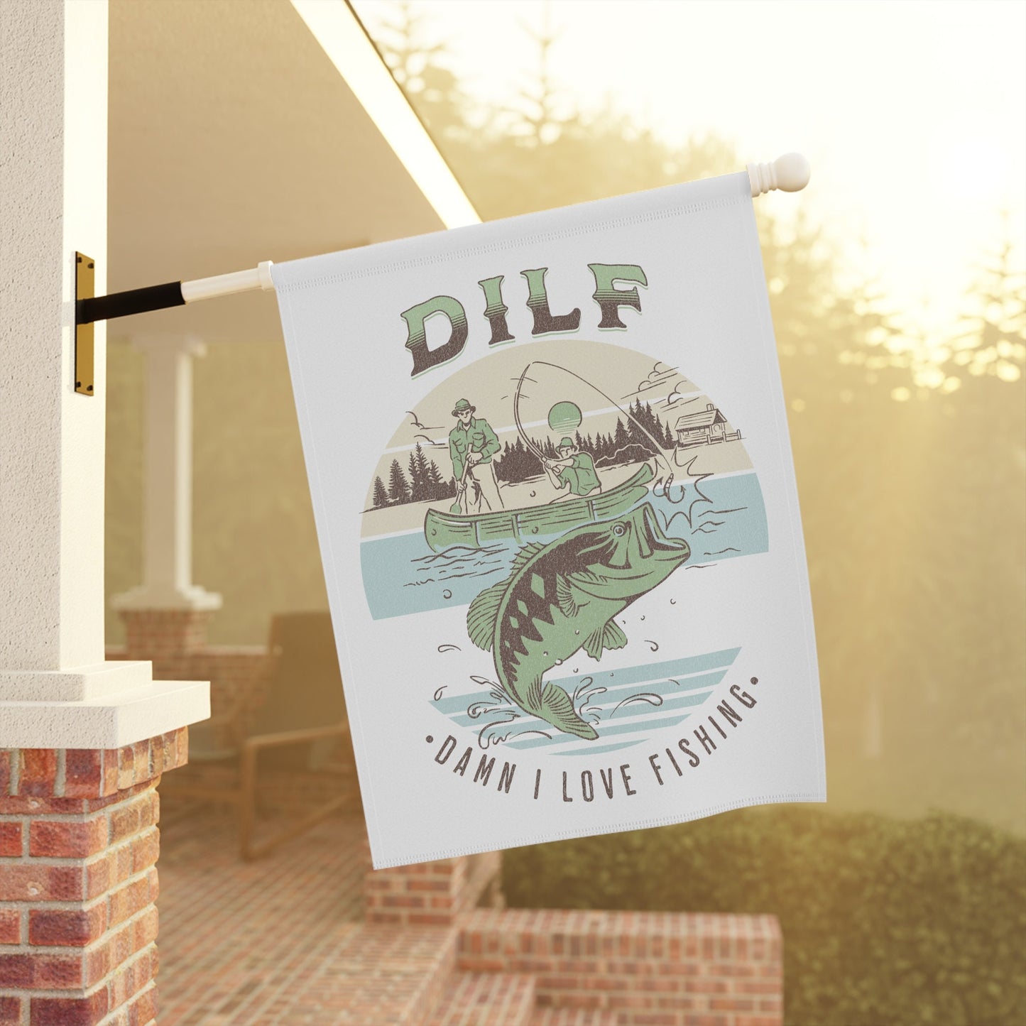 DILF Damn I Love Fishing - Funny Vintage Fishing Flag