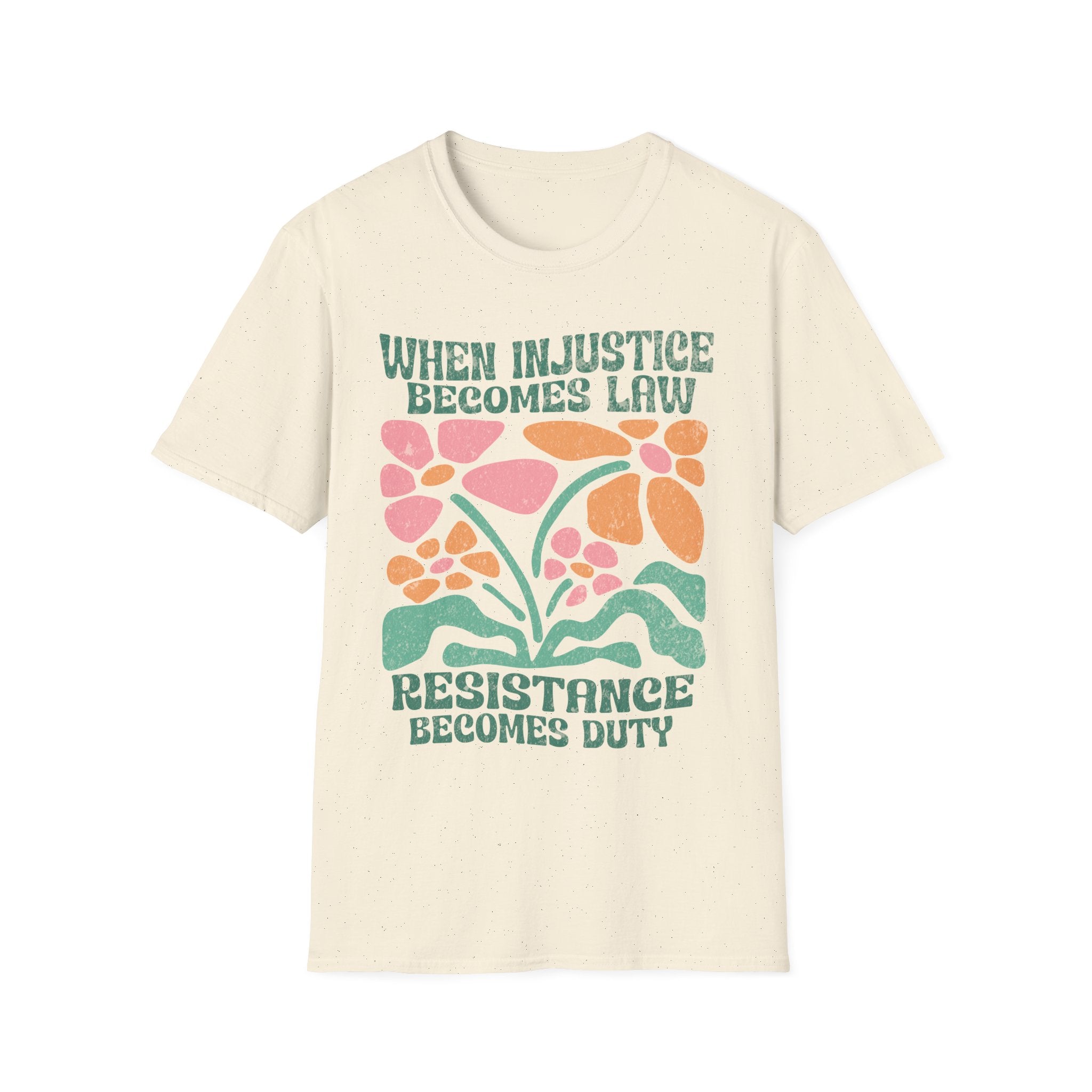 Injustice Becomes Law Distress Floral T-Shirt