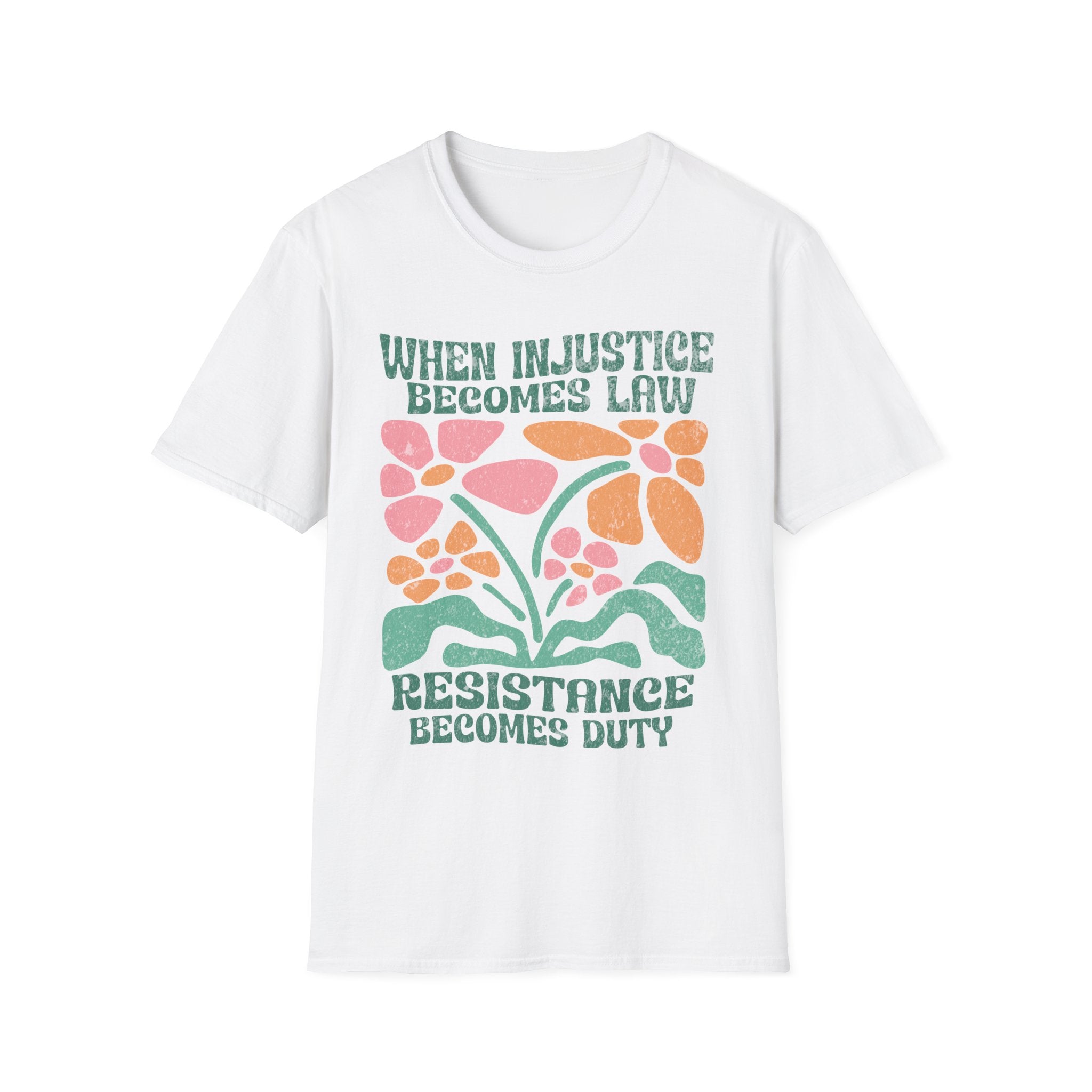 Injustice Becomes Law Distress Floral T-Shirt