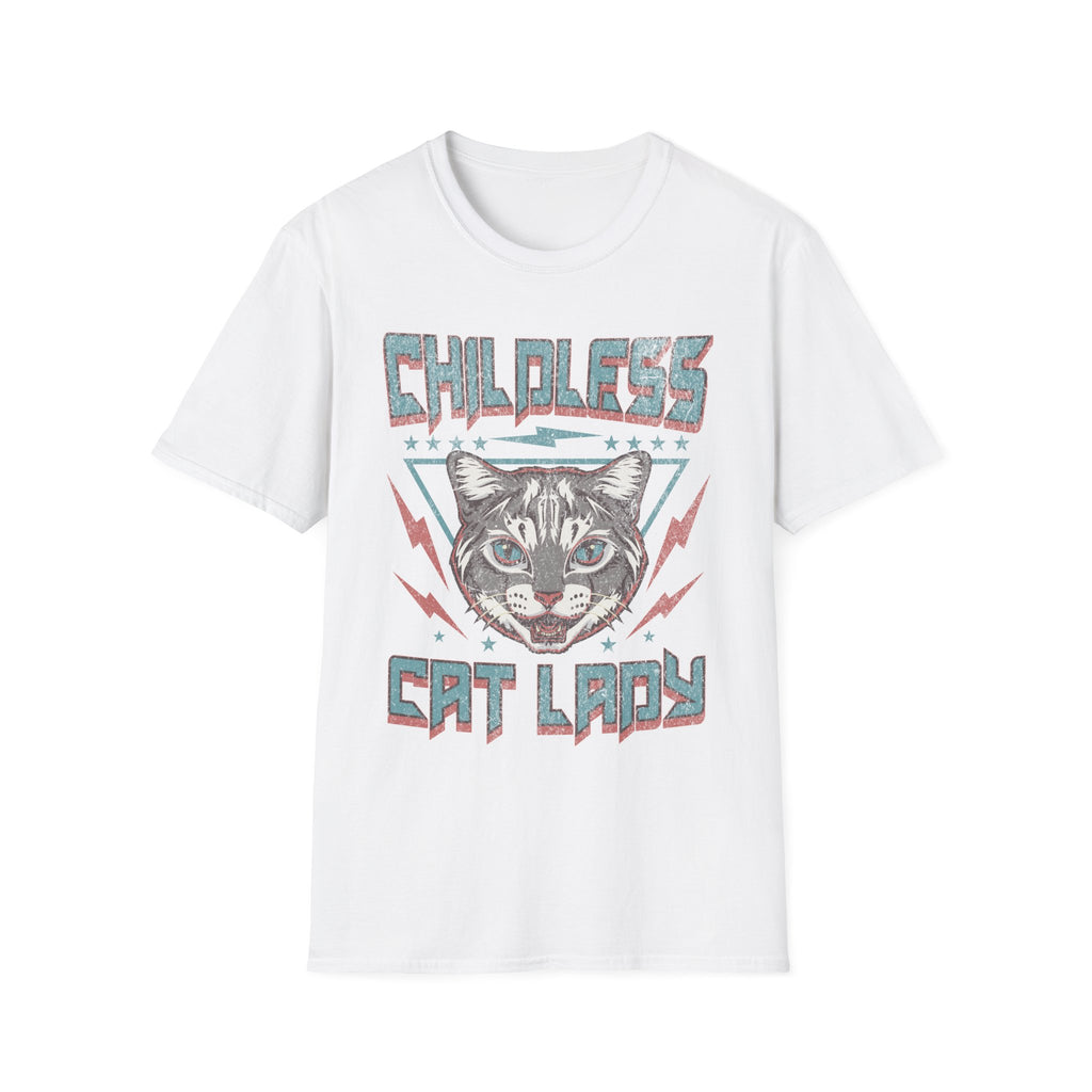 Childless Cat Lady Retro 80s T-Shirt