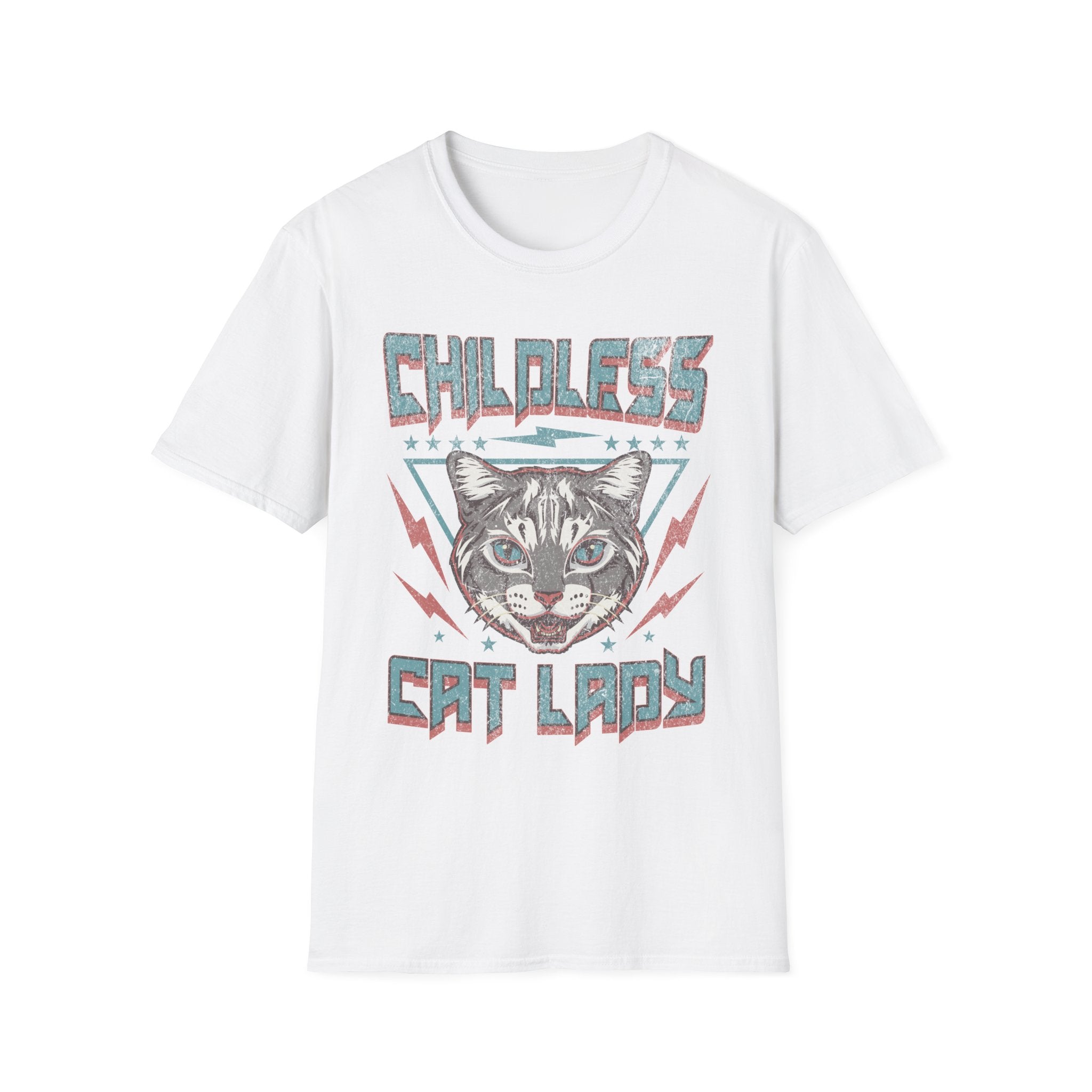 Childless Cat Lady Retro 80s T-Shirt