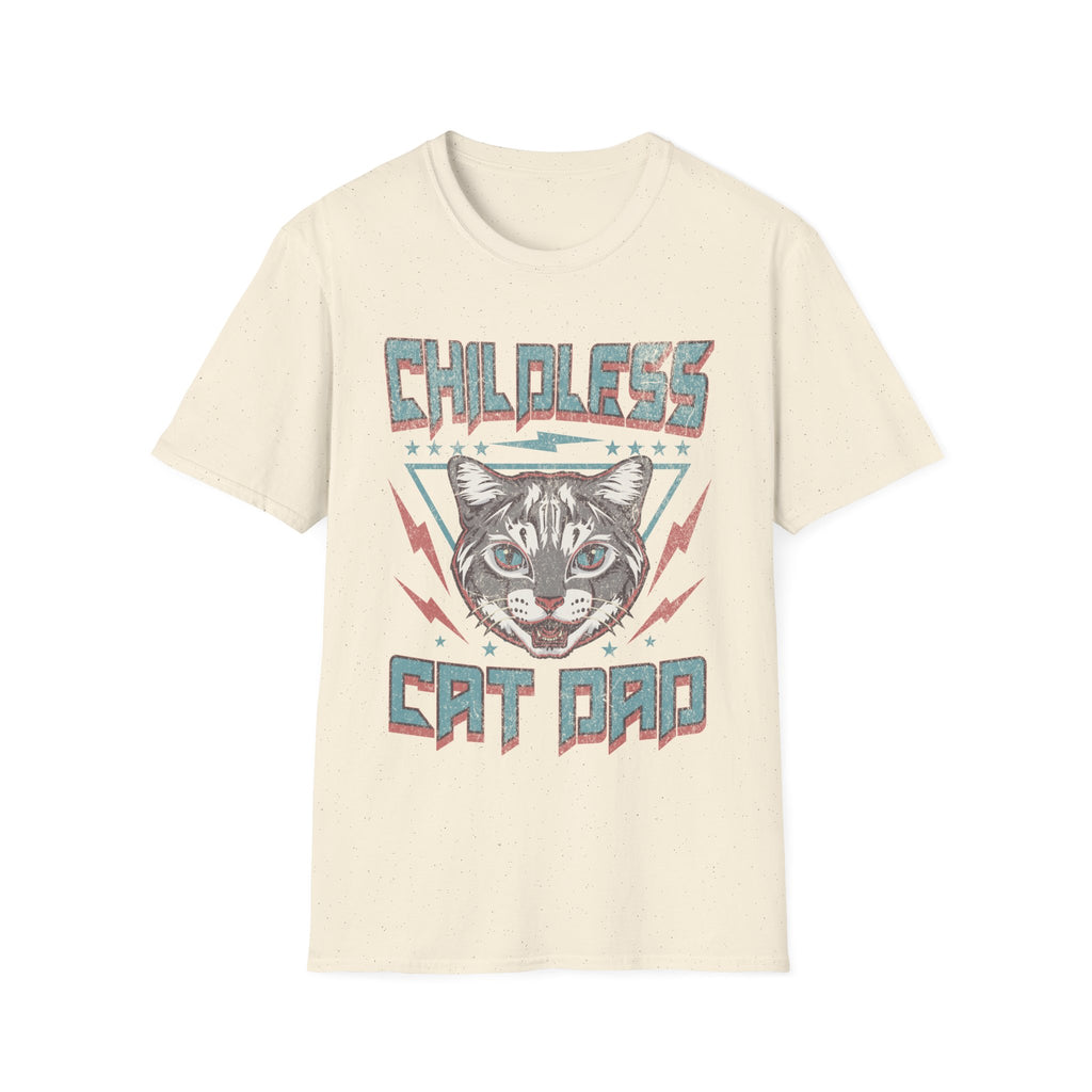 Childless Cat Dad Retro 80s T-Shirt