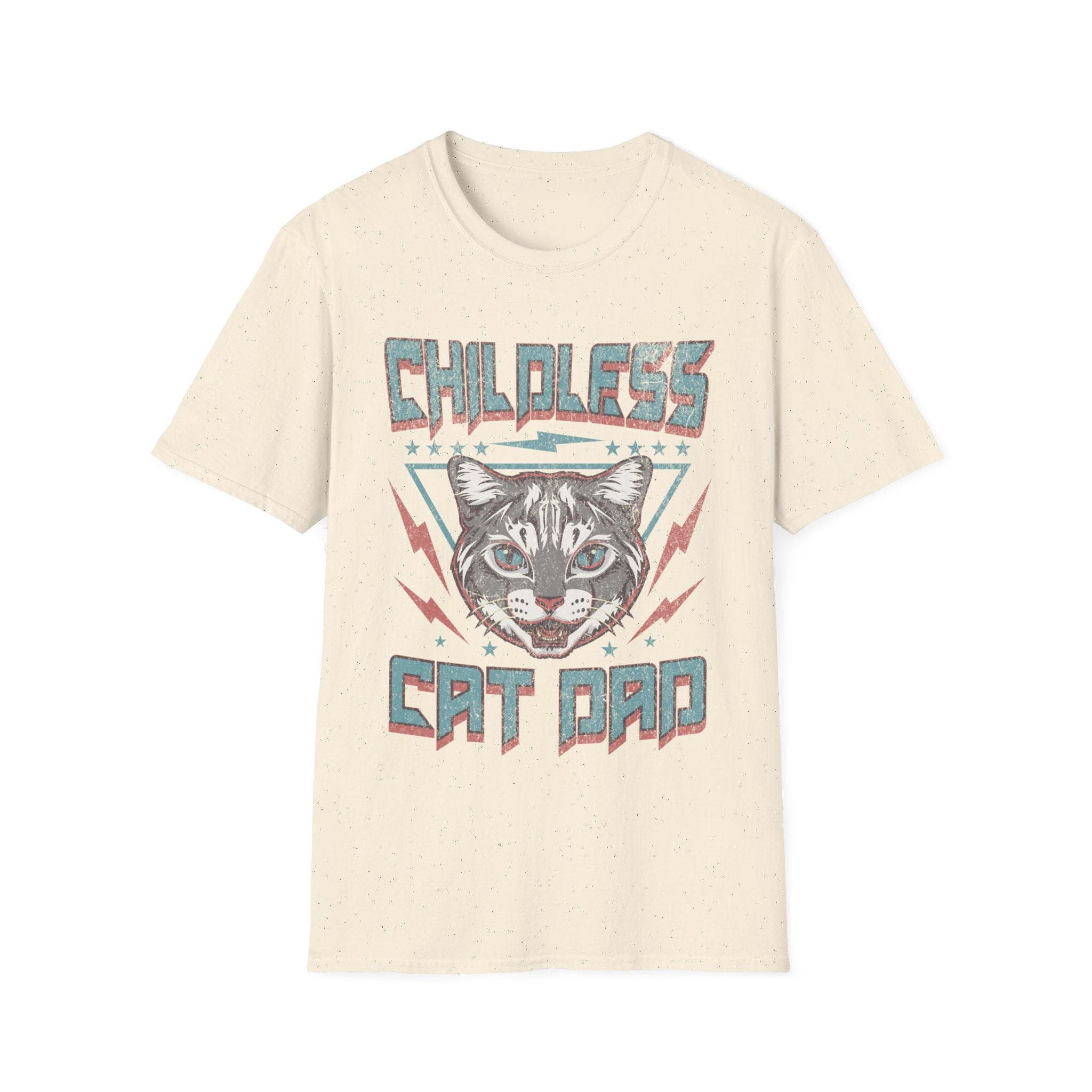 Childless Cat Dad Retro 80s T-Shirt