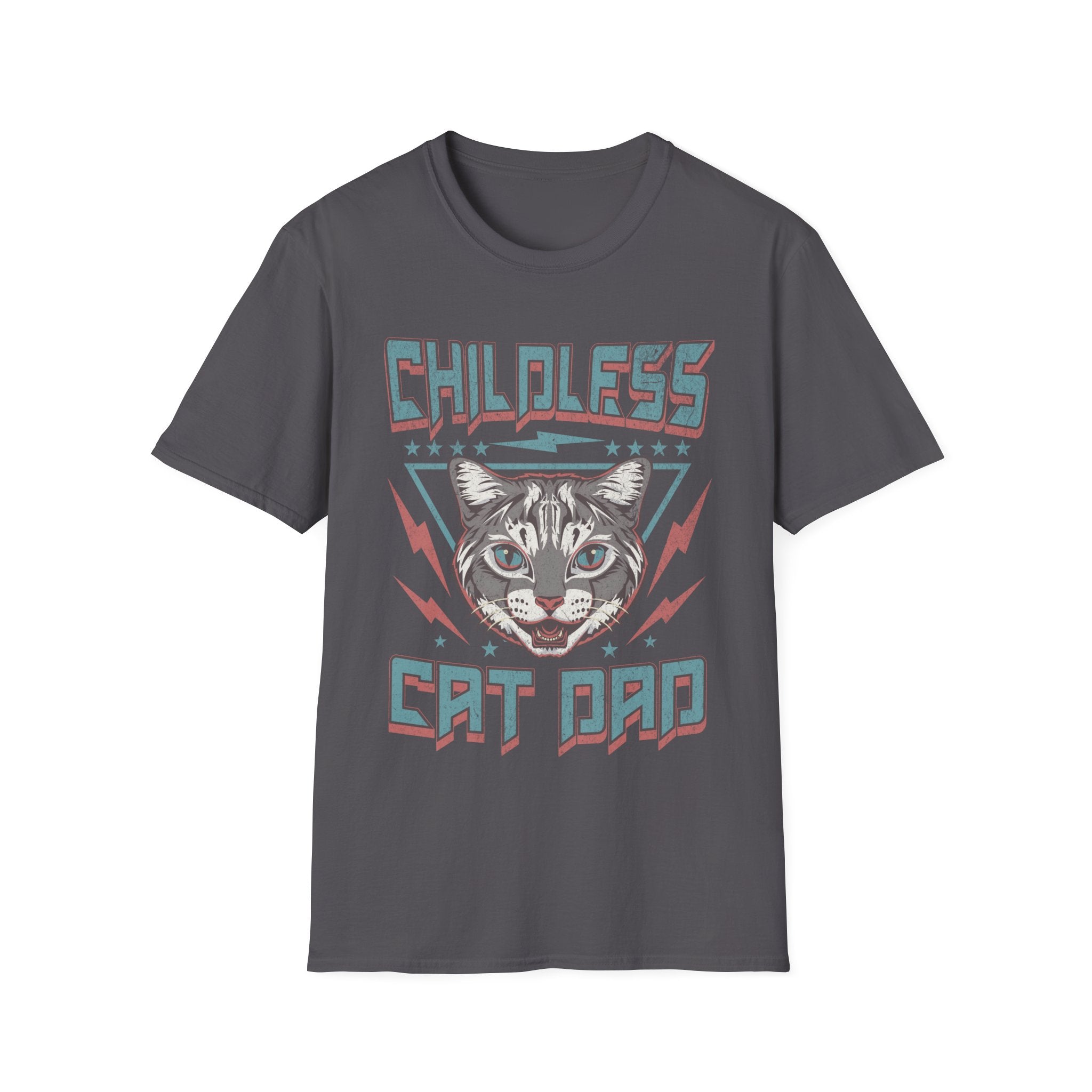 Childless Cat Dad Retro 80s T-Shirt