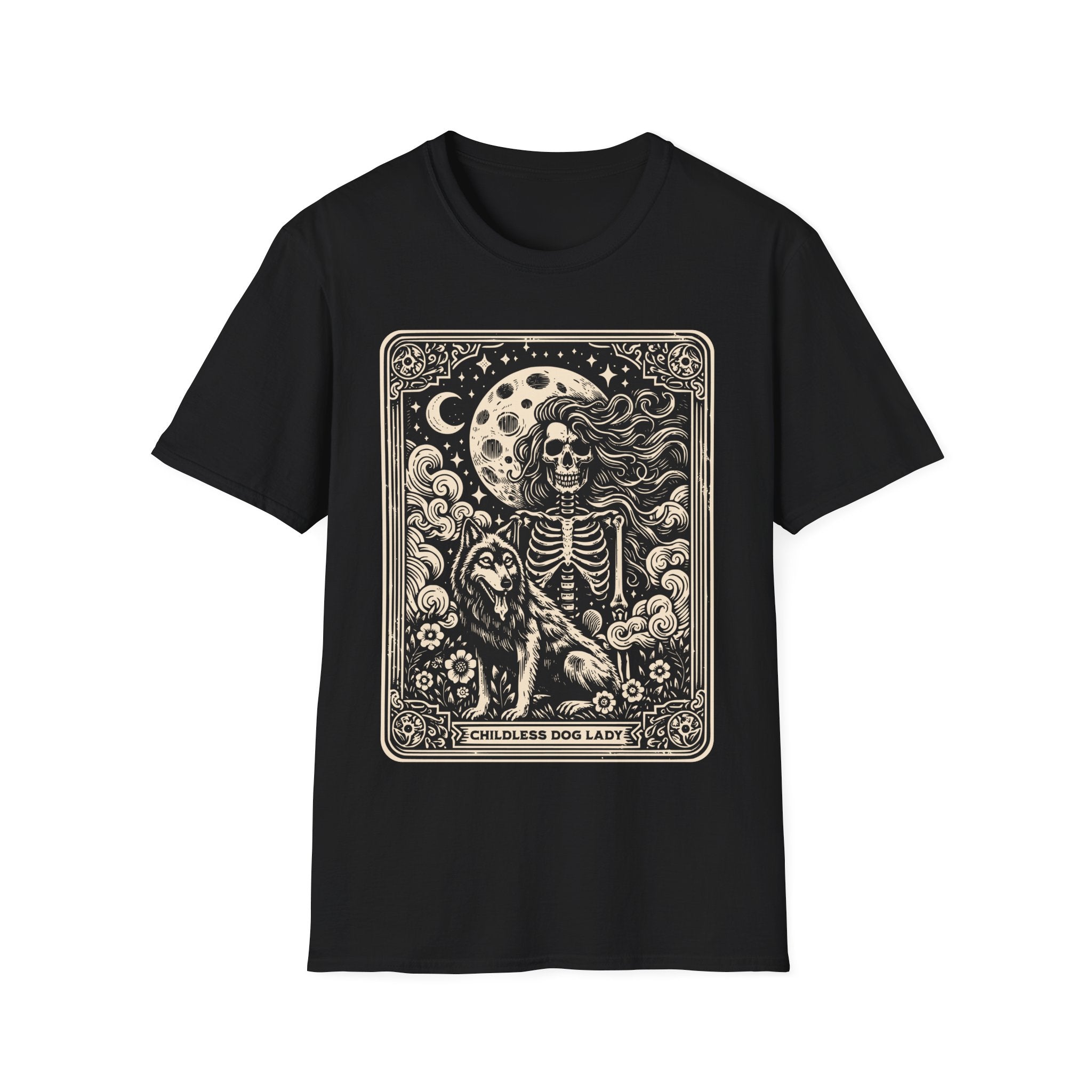 Childless Dog Lady Tarot Skeleton T-Shirt