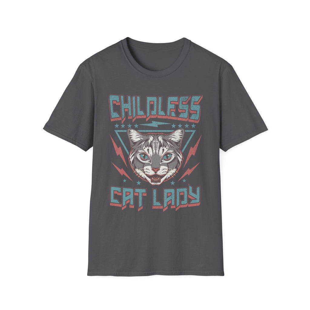 Childless Cat Lady Retro 80s T-Shirt