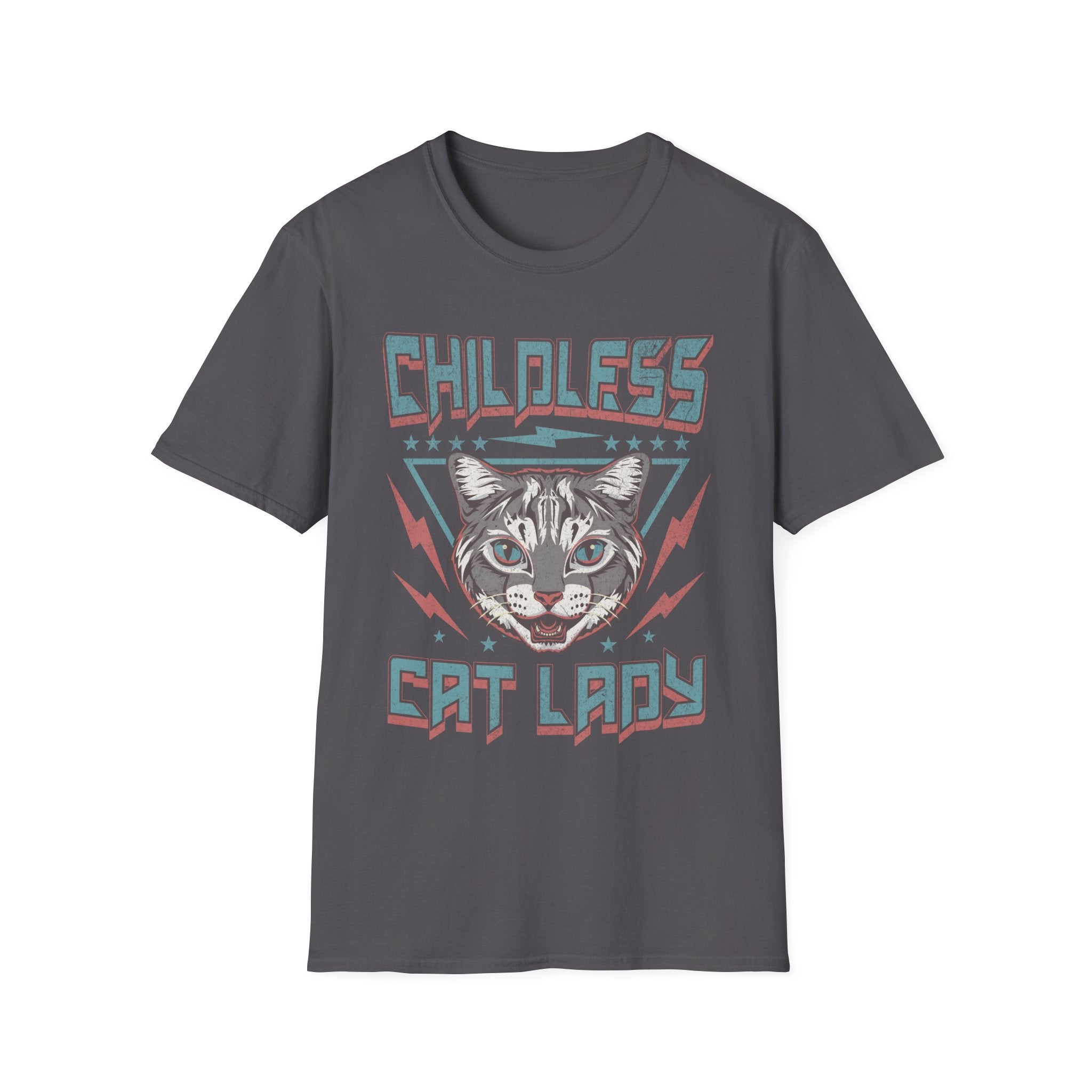 Childless Cat Lady Retro 80s T-Shirt