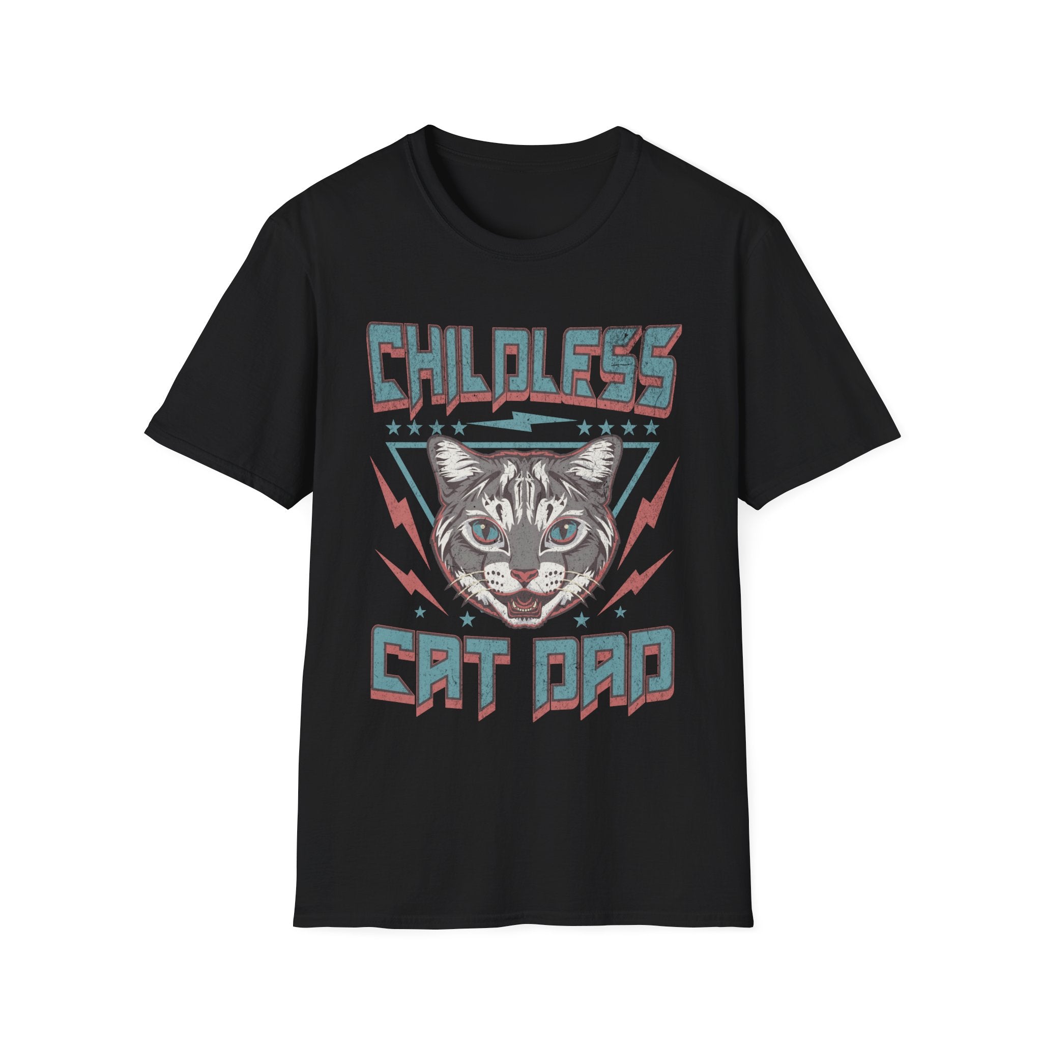 Childless Cat Dad Retro 80s T-Shirt