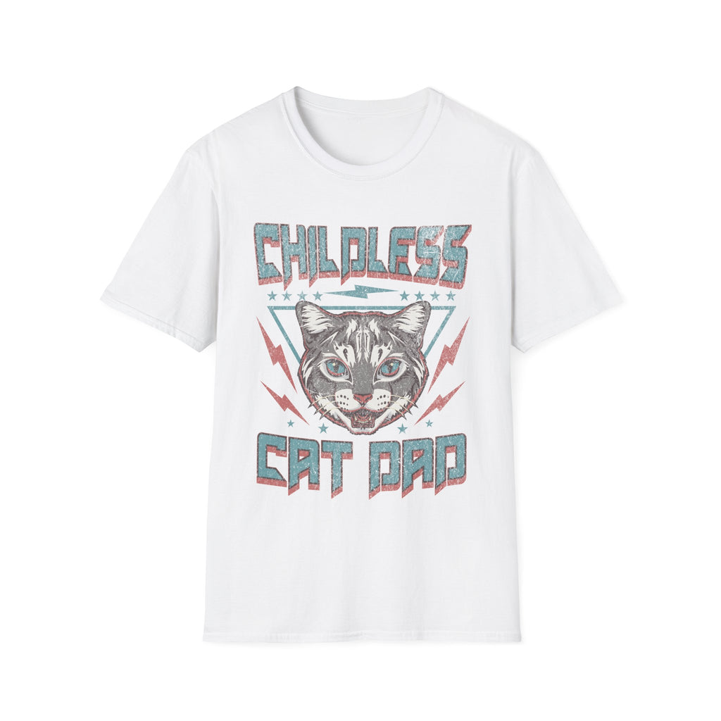 Childless Cat Dad Retro 80s T-Shirt
