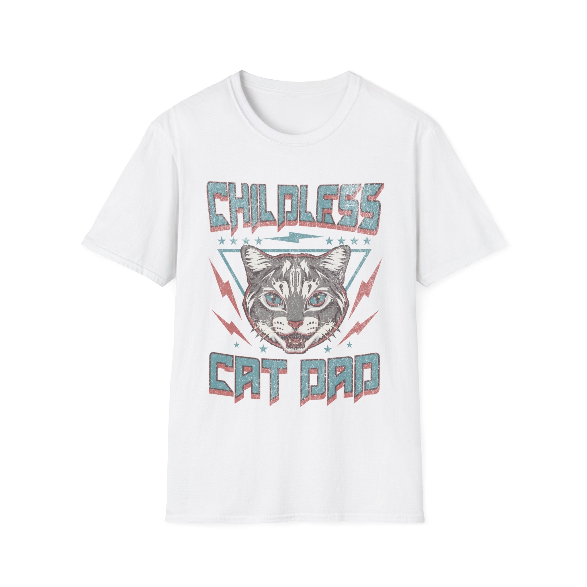 Childless Cat Dad Retro 80s T-Shirt