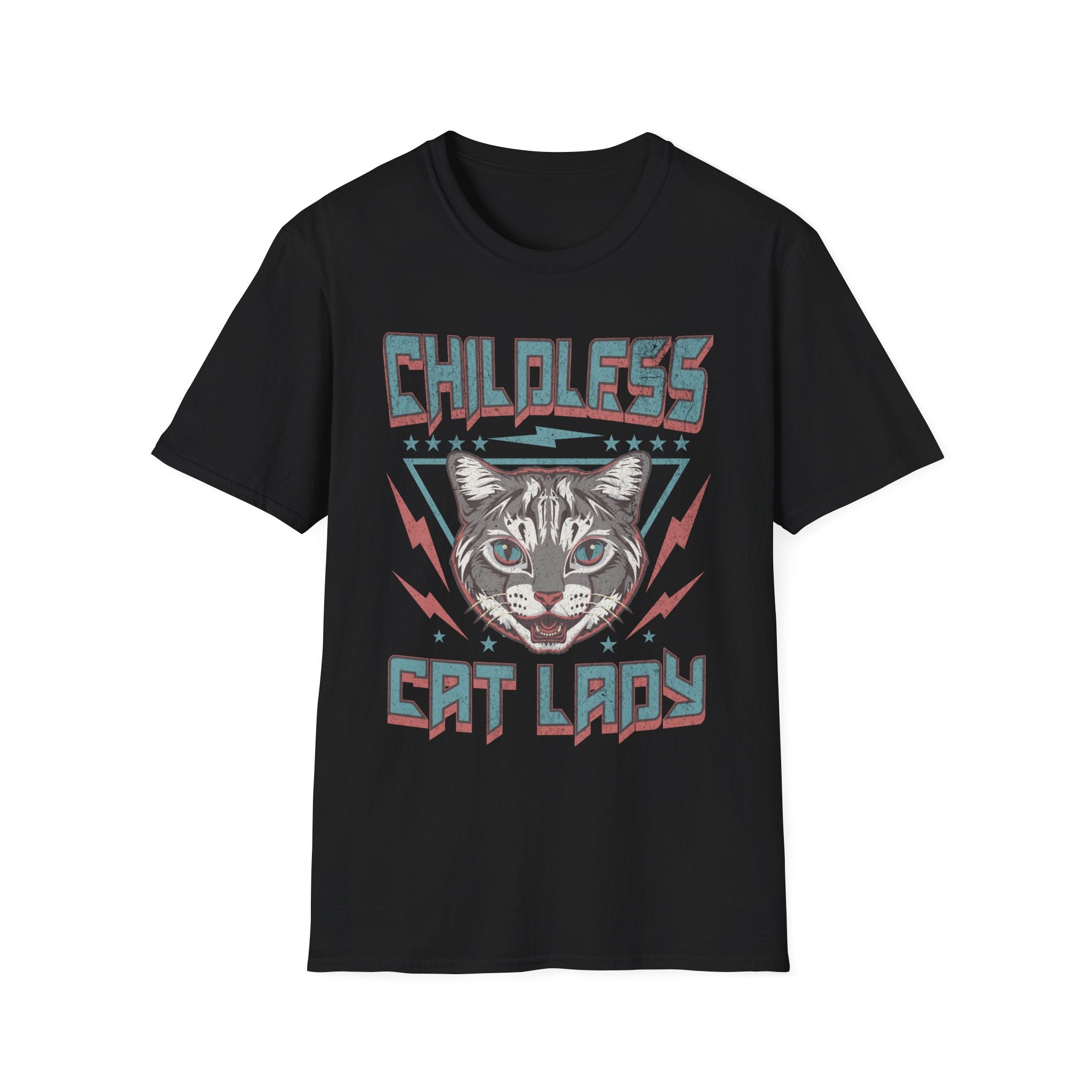 Childless Cat Lady Retro 80s T-Shirt