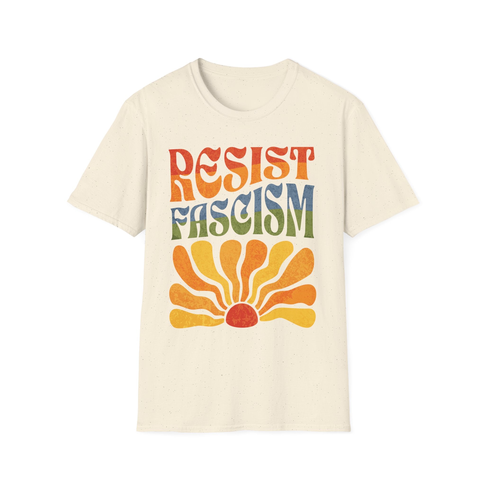 Resist Fascism Boho Rainbow T-Shirt