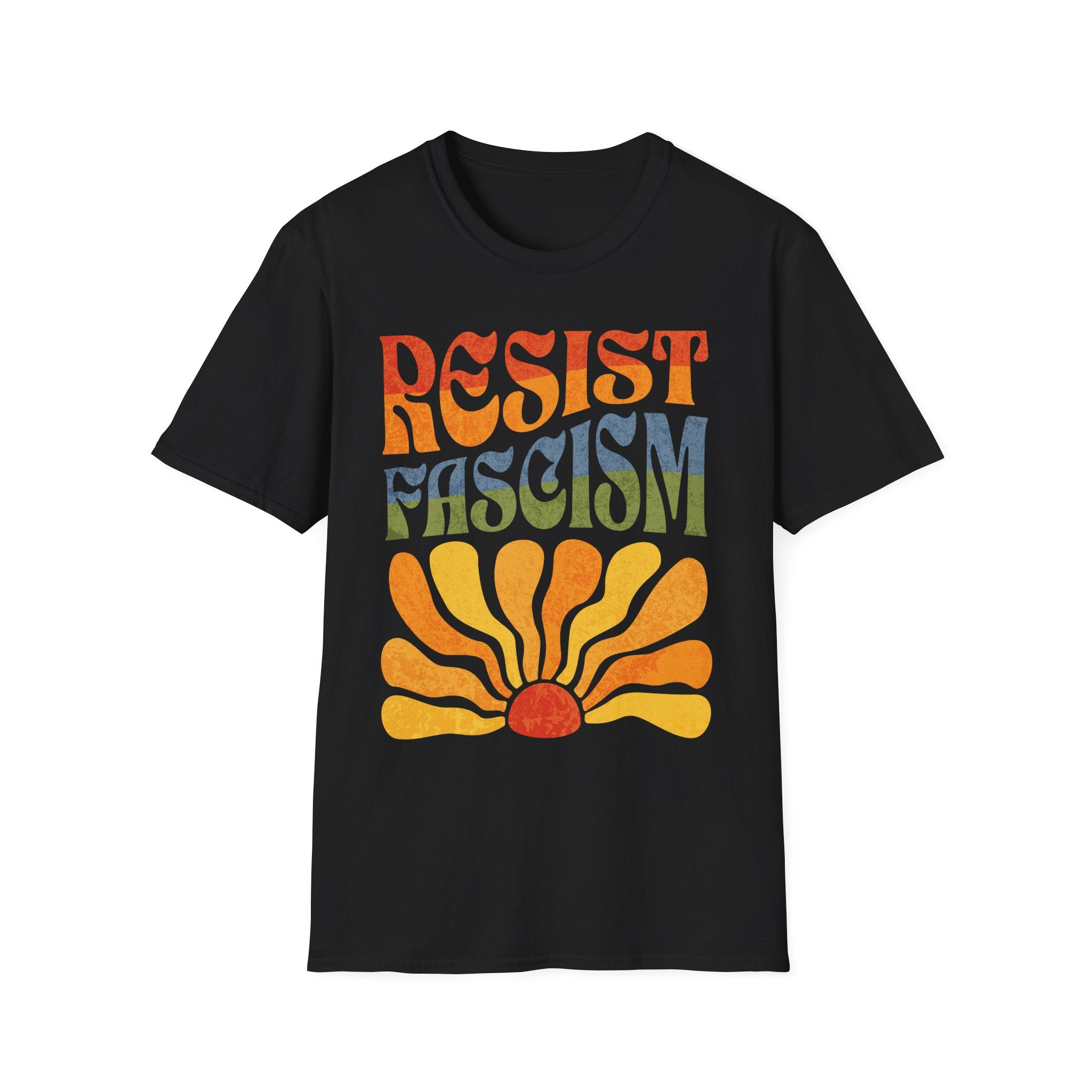 Resist Fascism Boho Rainbow T-Shirt