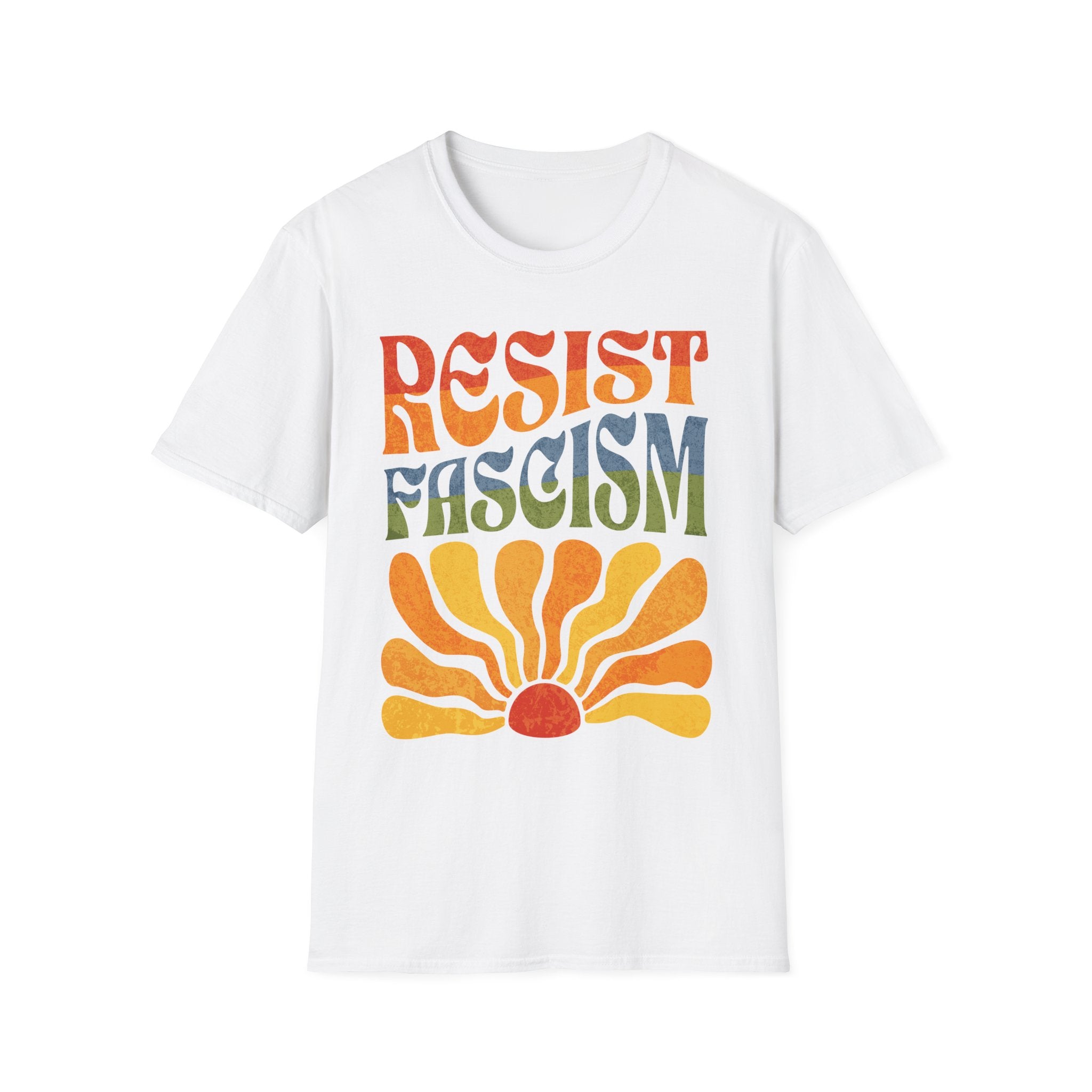 Resist Fascism Boho Rainbow T-Shirt