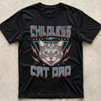 Childless Cat Dad Retro 80s T-Shirt