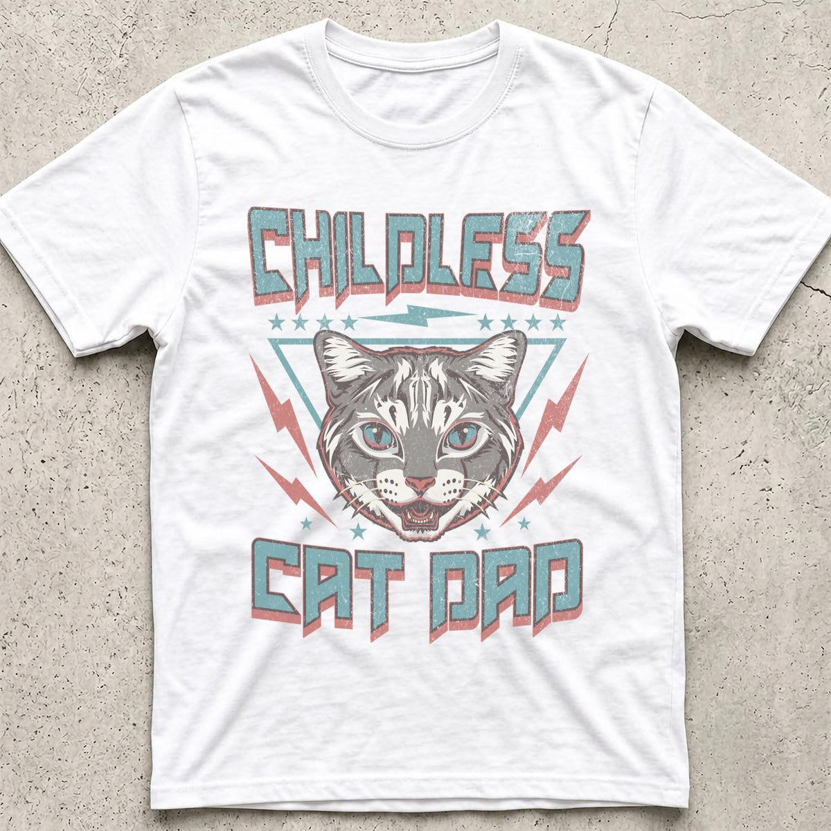 Childless Cat Dad Retro 80s T-Shirt