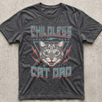 Childless Cat Dad Retro 80s T-Shirt