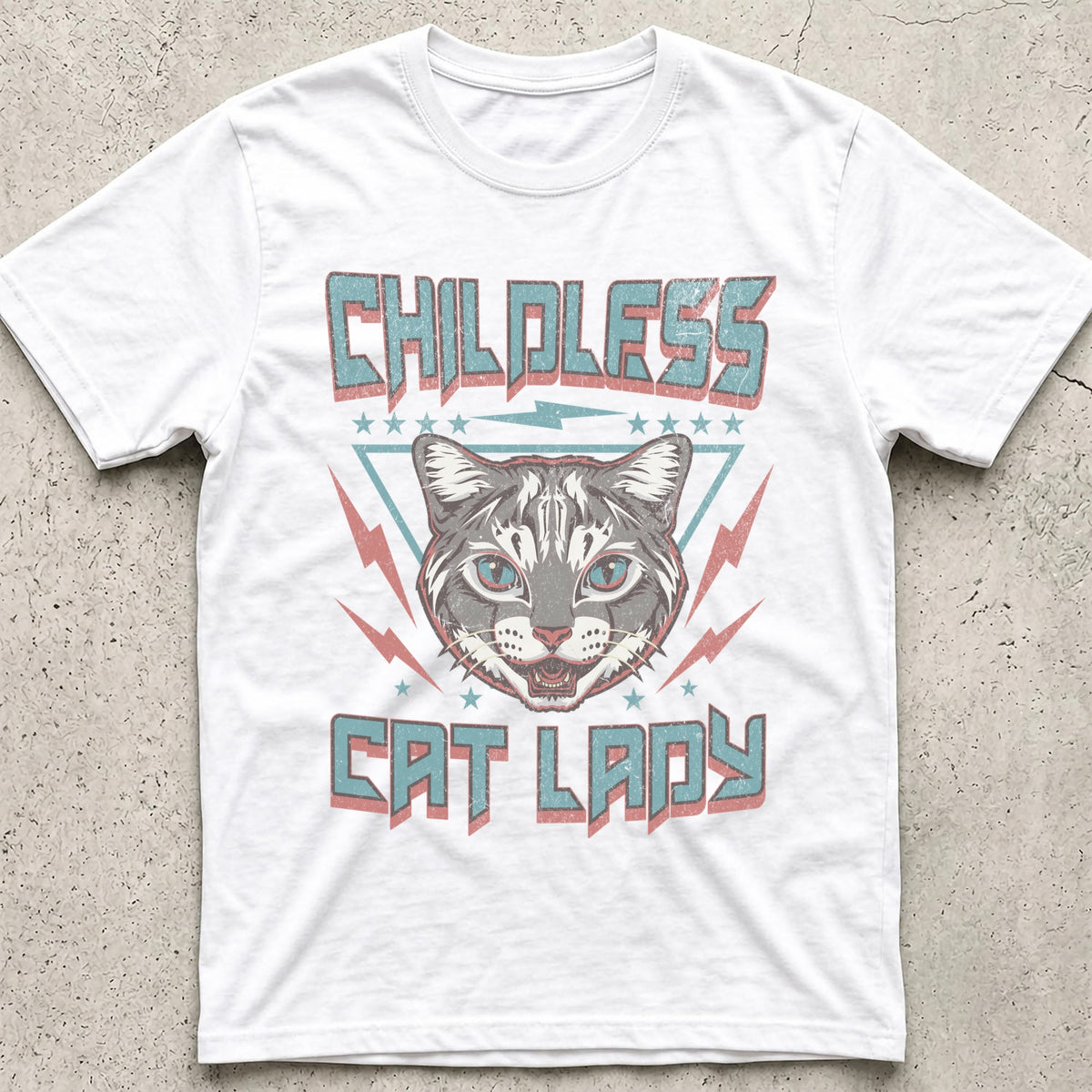 Childless Cat Lady Retro 80s T-Shirt