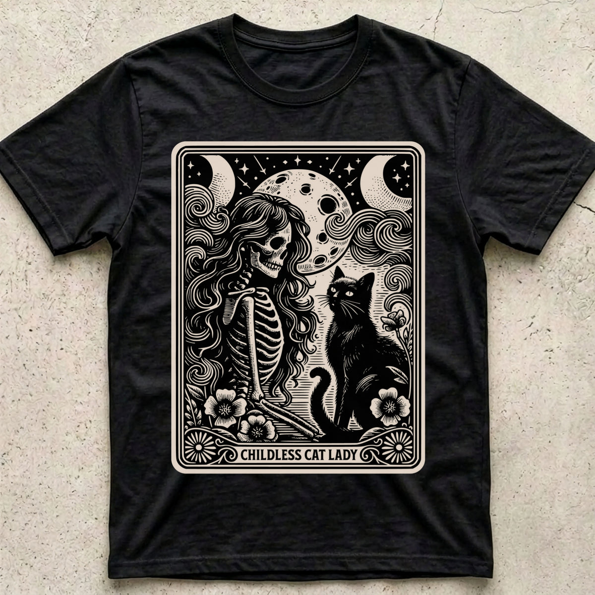 Childless Cat Lady Tarot Moon T-Shirt