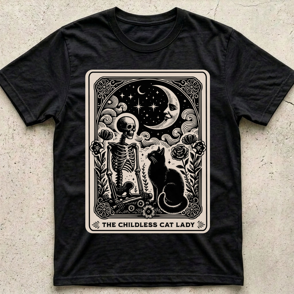 Childless Cat Lady Tarot Vintage Moon T-Shirt