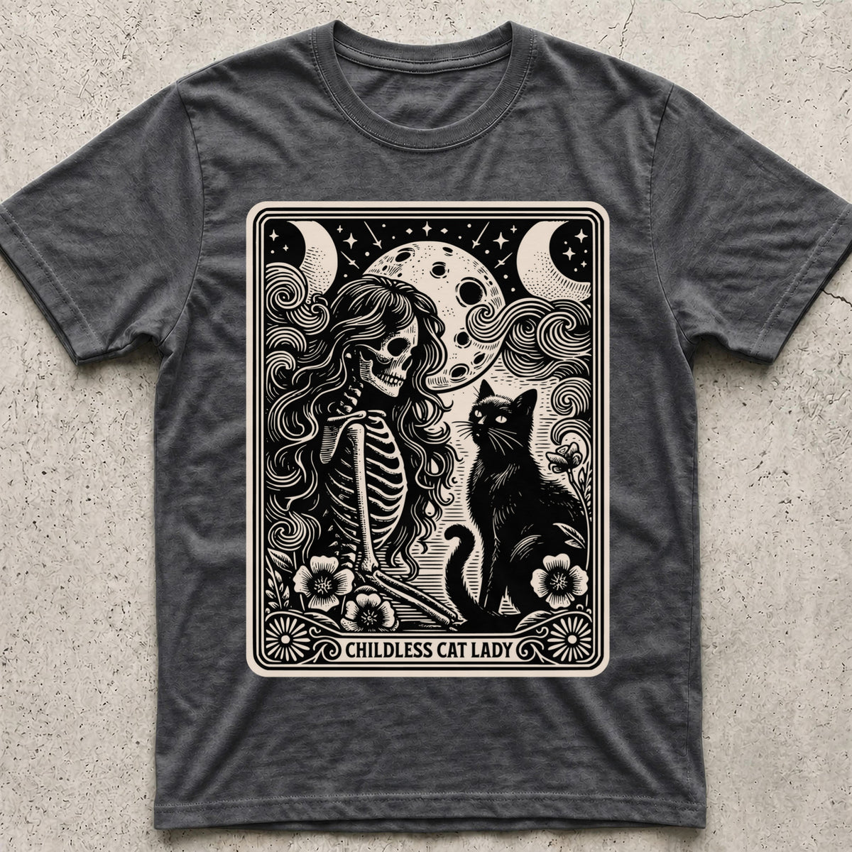 Childless Cat Lady Tarot Moon T-Shirt