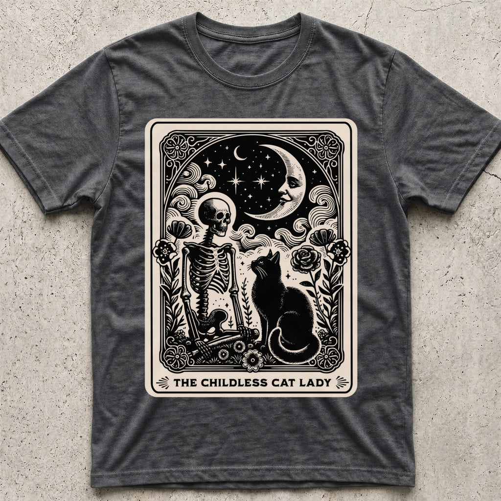 Childless Cat Lady Tarot Vintage Moon T-Shirt