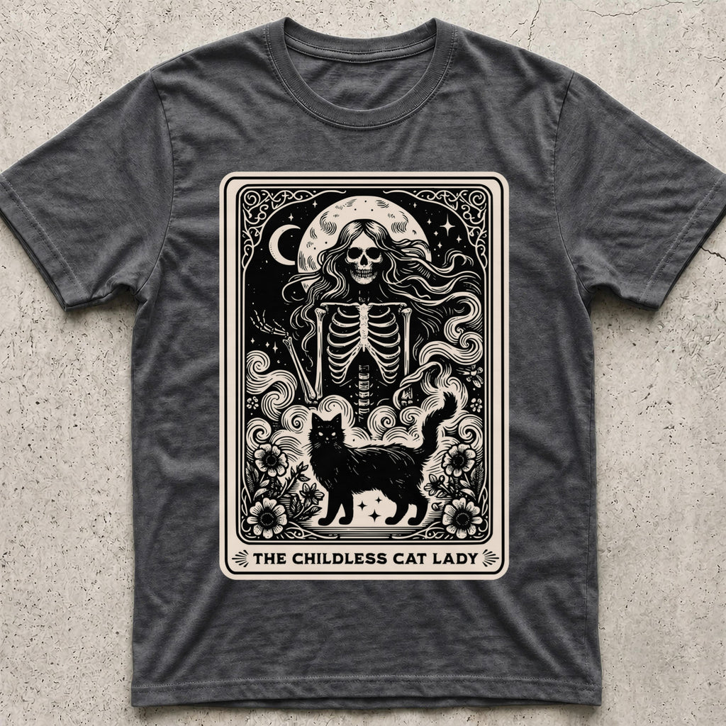 Childless Cat Lady Tarot Skeleton T-Shirt