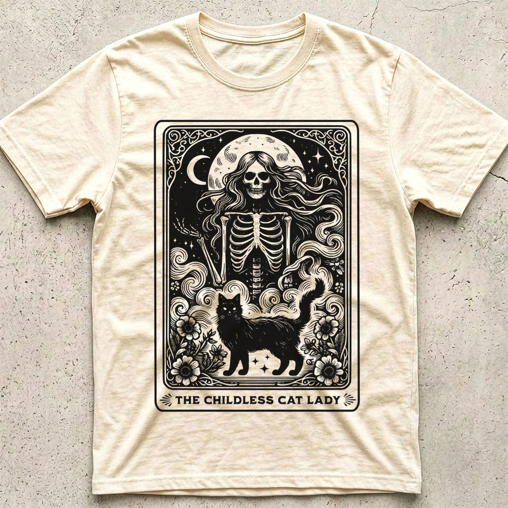 Childless Cat Lady Tarot Skeleton T-Shirt