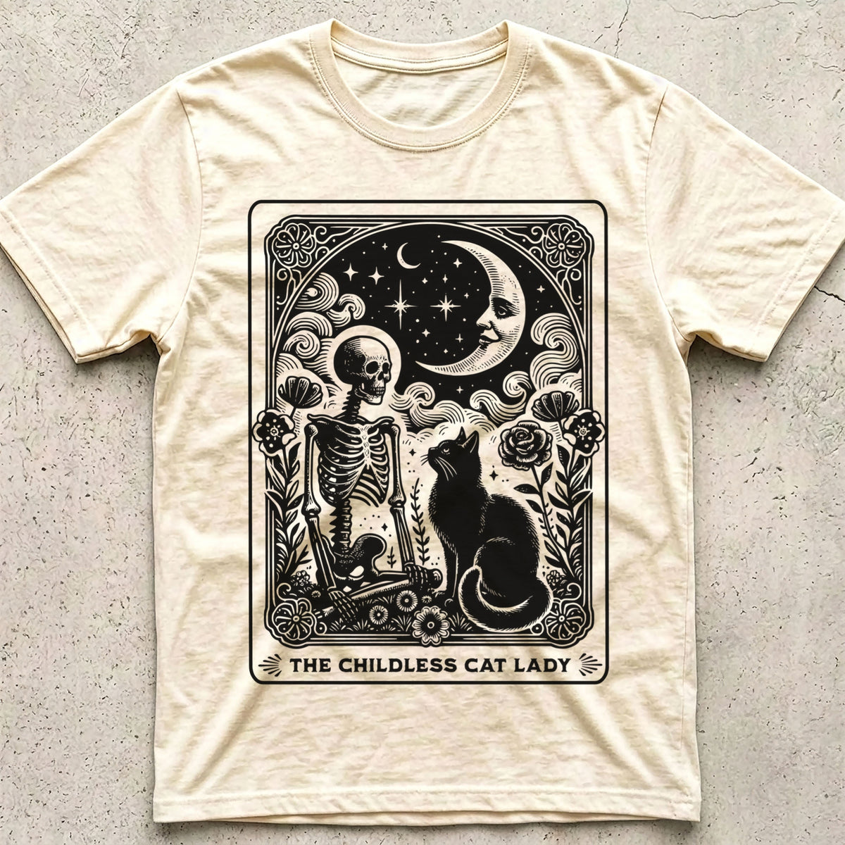 Childless Cat Lady Tarot Vintage Moon T-Shirt