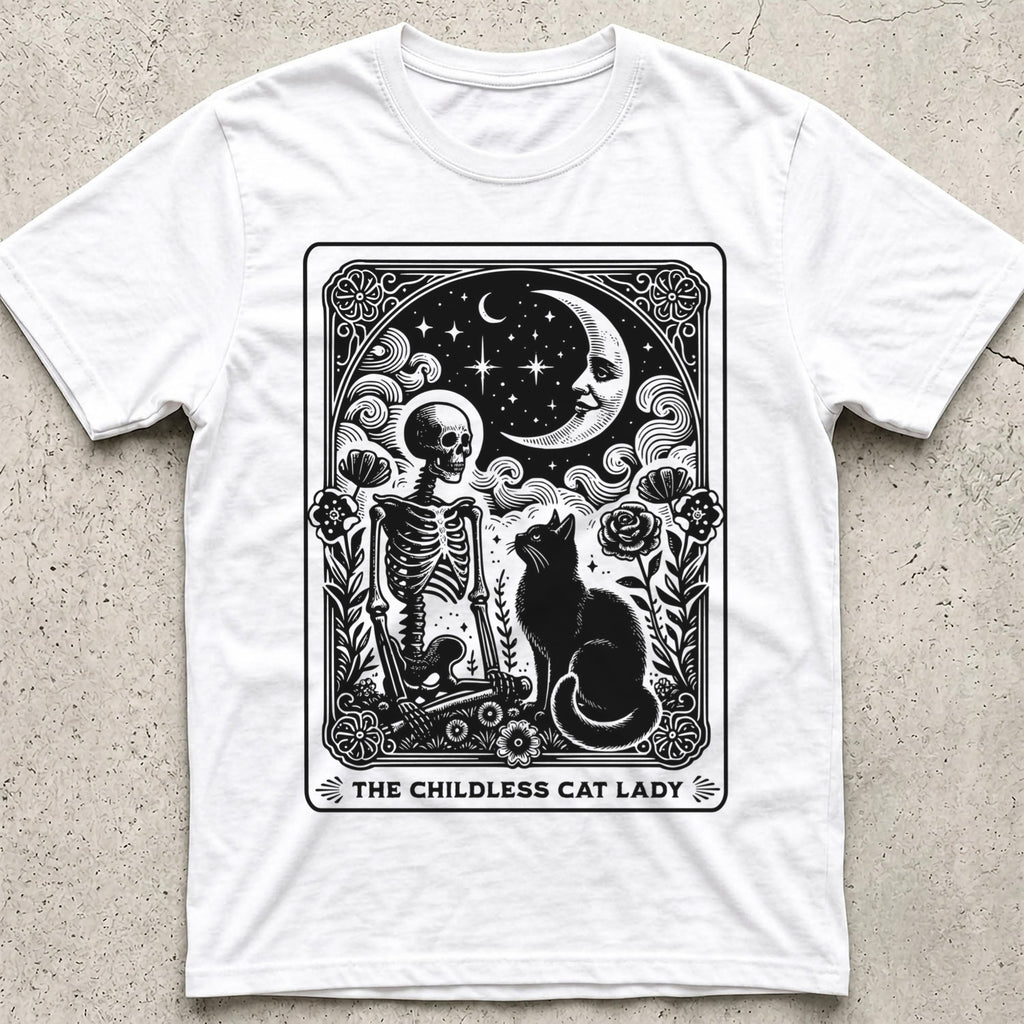 Childless Cat Lady Tarot Vintage Moon T-Shirt