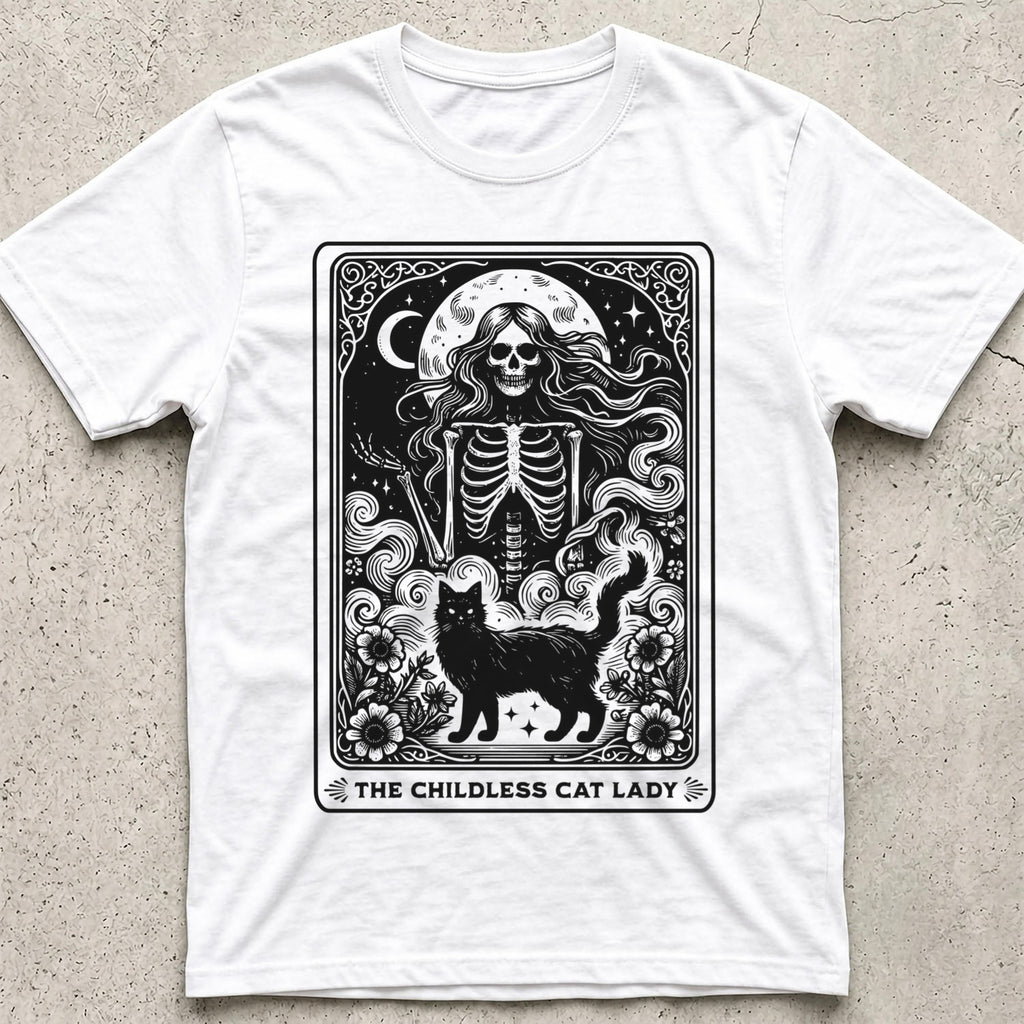 Childless Cat Lady Tarot Skeleton T-Shirt
