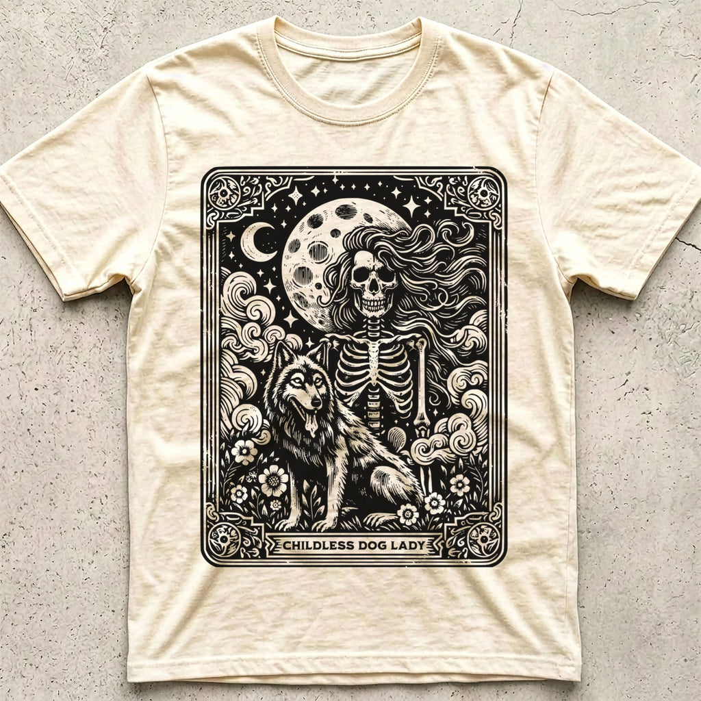 Childless Dog Lady Tarot Skeleton T-Shirt
