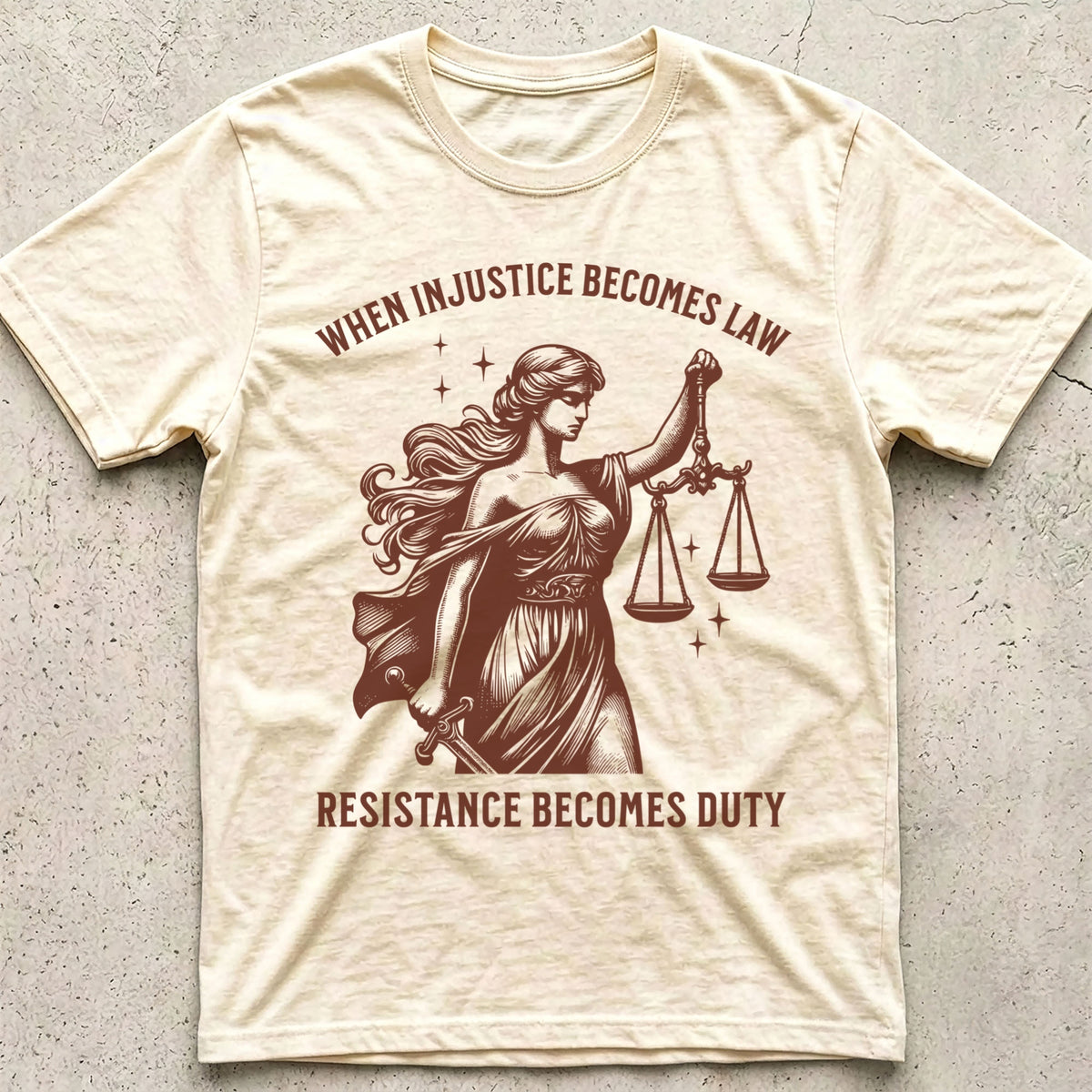 Injustice Becomes Law Scales T-Shirt