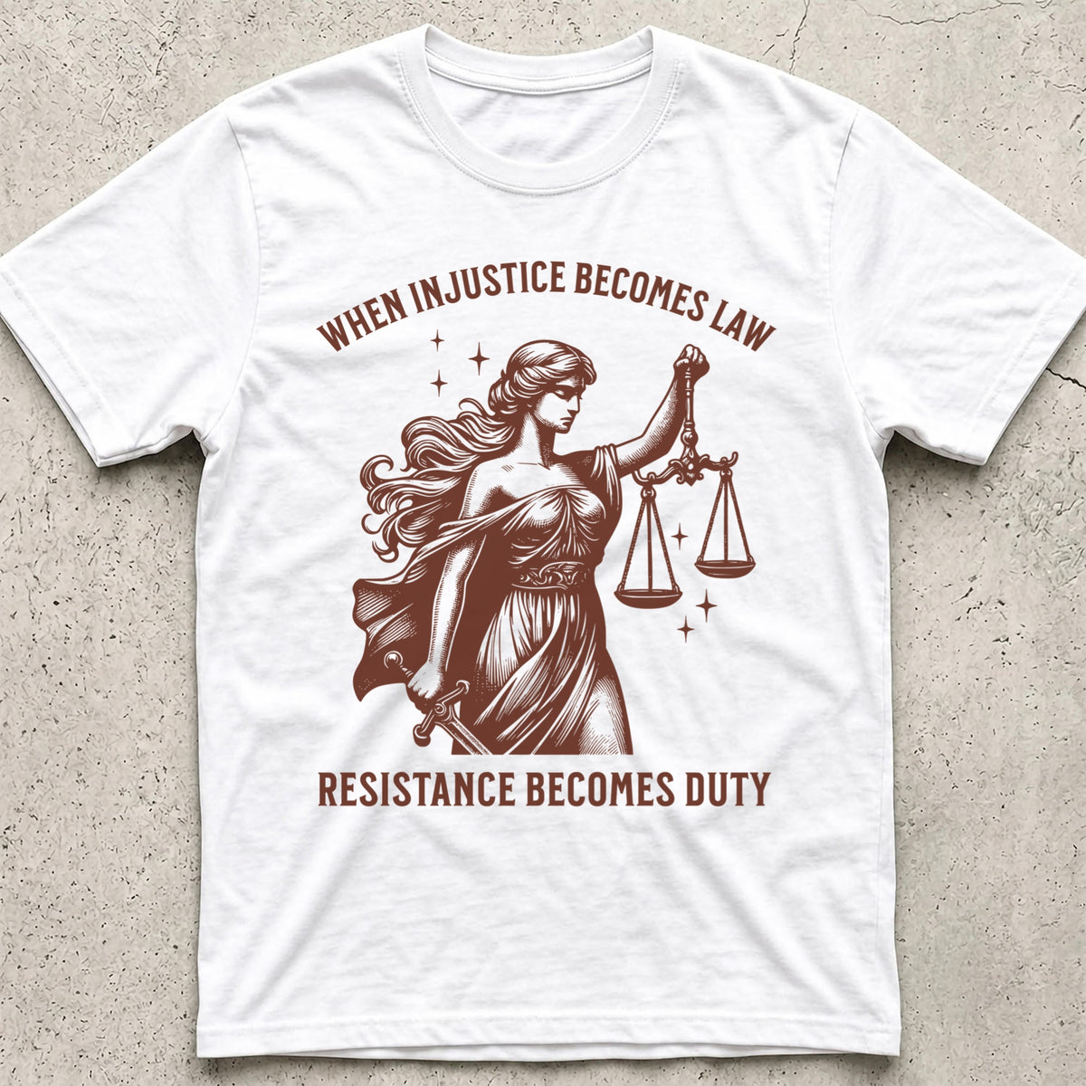 Injustice Becomes Law Scales T-Shirt