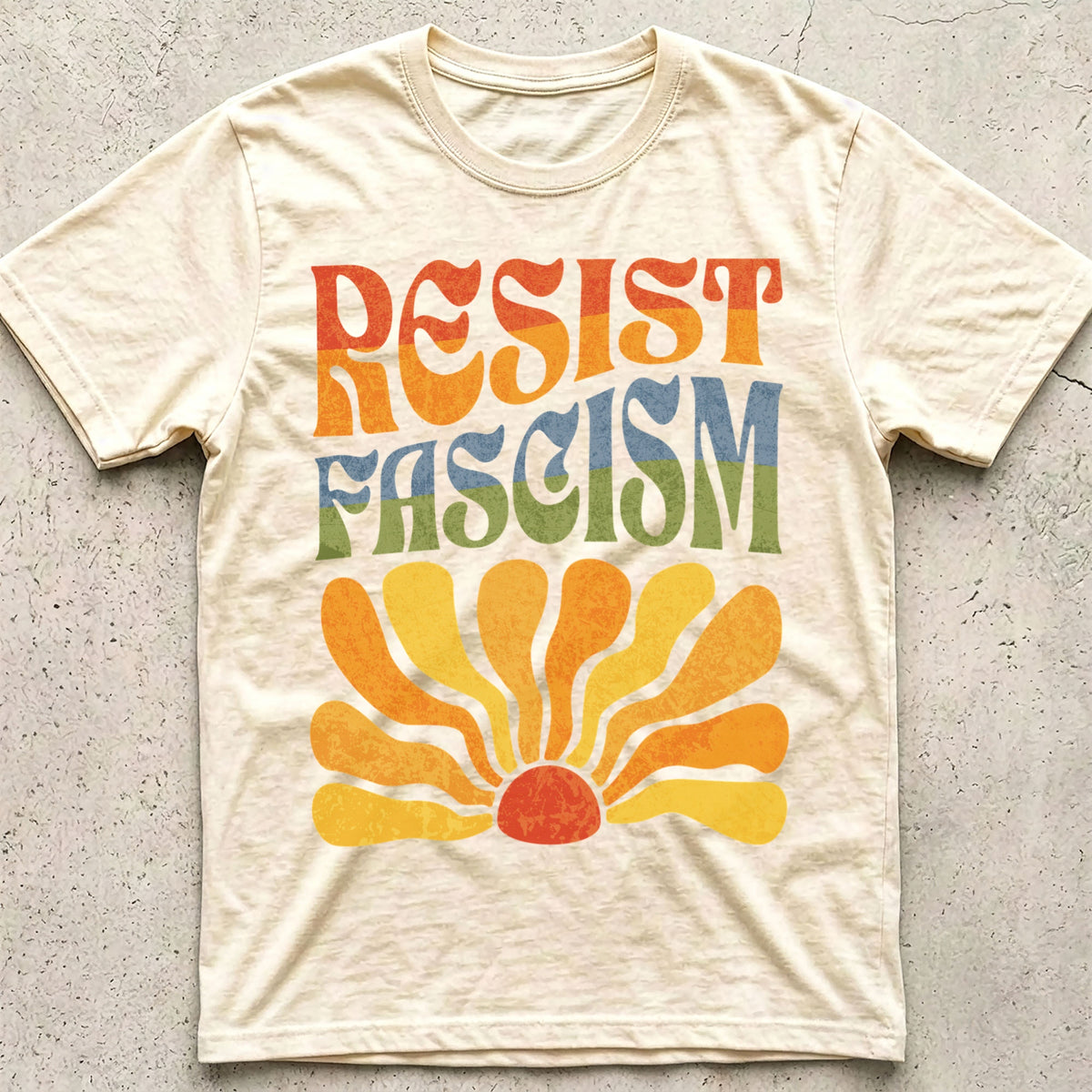 Resist Fascism Boho Rainbow T-Shirt