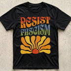 Resist Fascism Boho Rainbow T-Shirt
