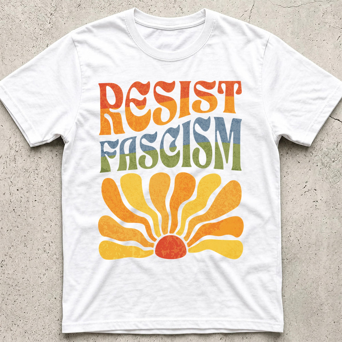 Resist Fascism Boho Rainbow T-Shirt