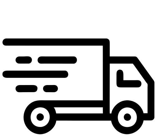 Black outline of a delivery truck on a white background
