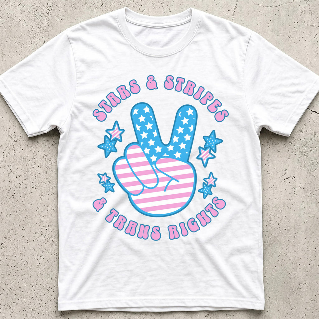 Stars Stripes Trans Rights Peace T-Shirt