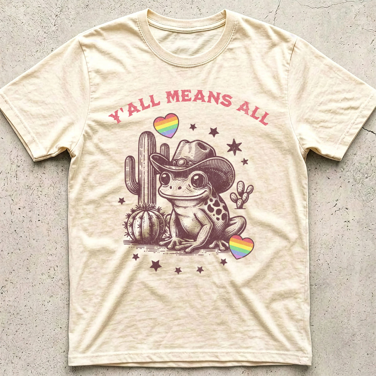 Y'all Means All Frog Distress T-Shirt