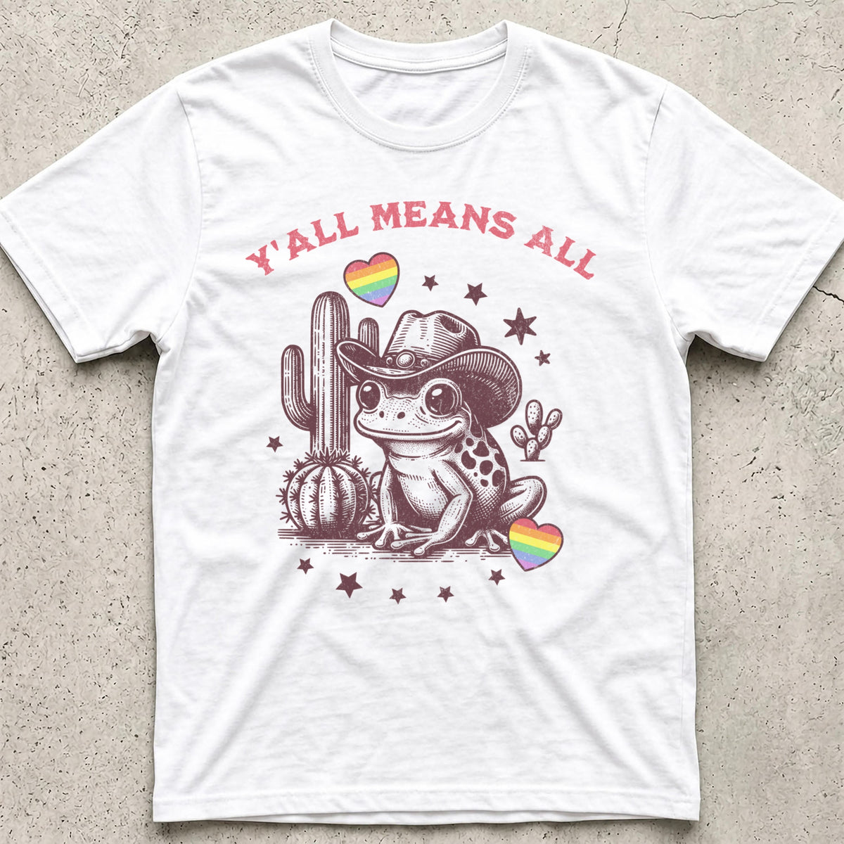 Y'all Means All Frog Distress T-Shirt