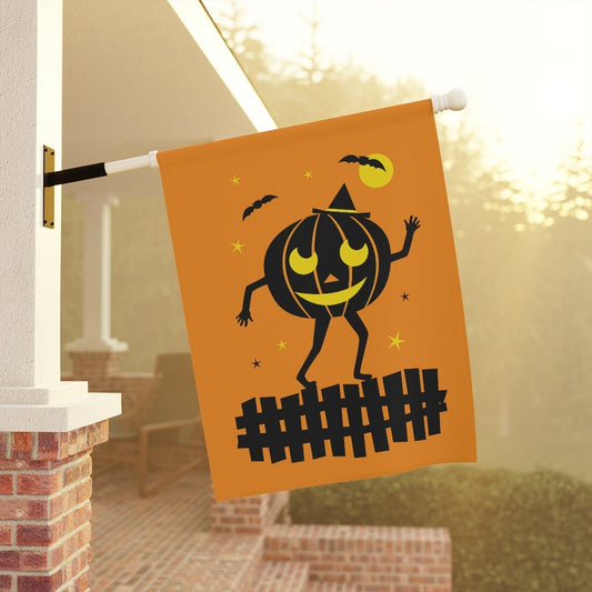 vintage halloween garden flag with jack o lantern pumpkin