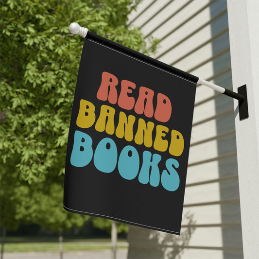 read banned books garden flag protest sign