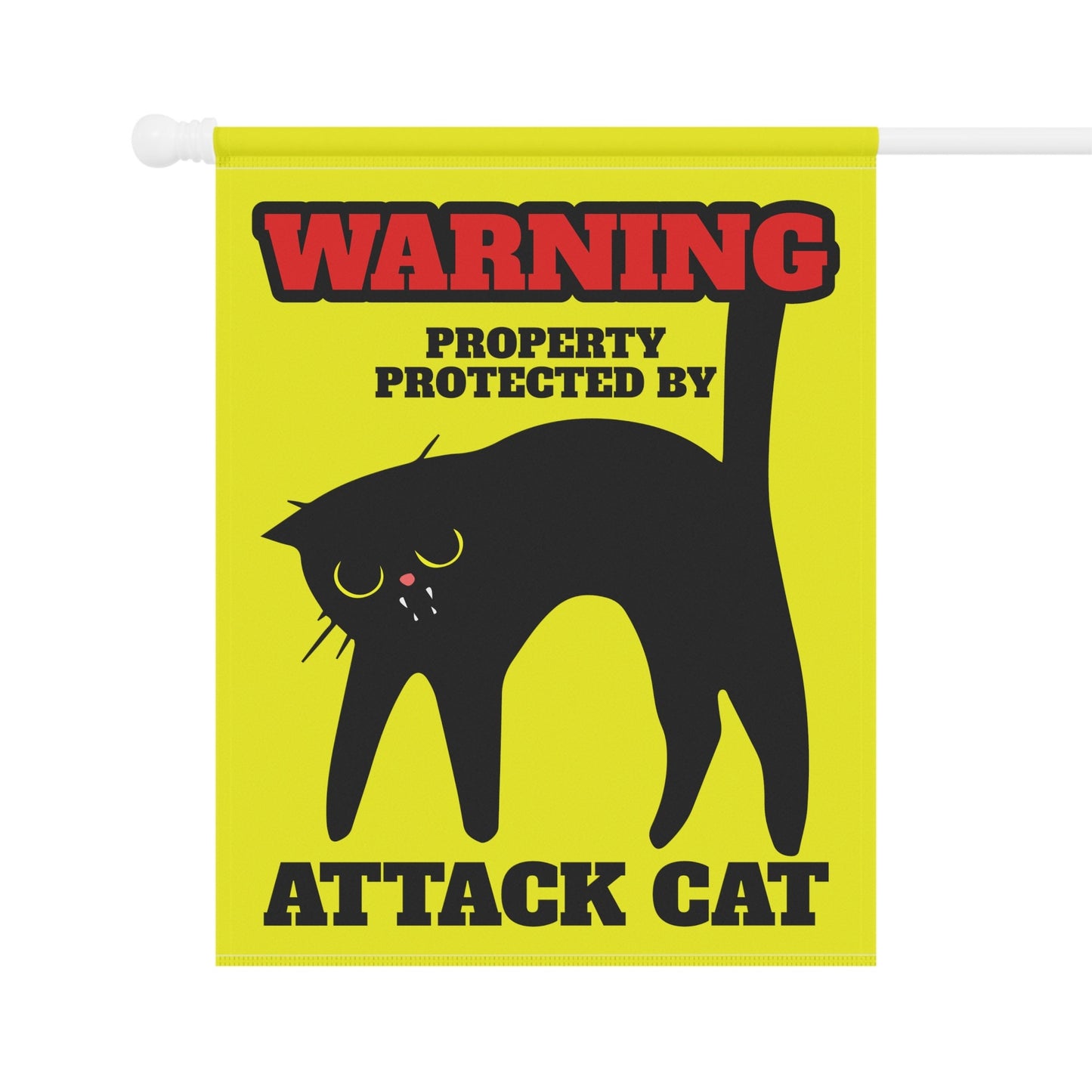 Funny Warning Attack Cat Halloween Flag