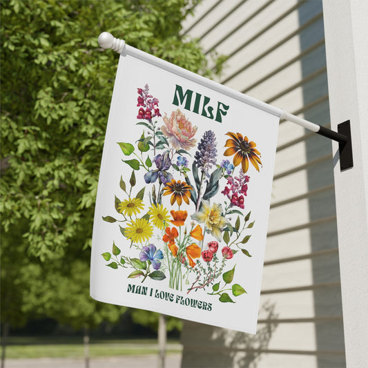 MILF Funny garden flag with flowers