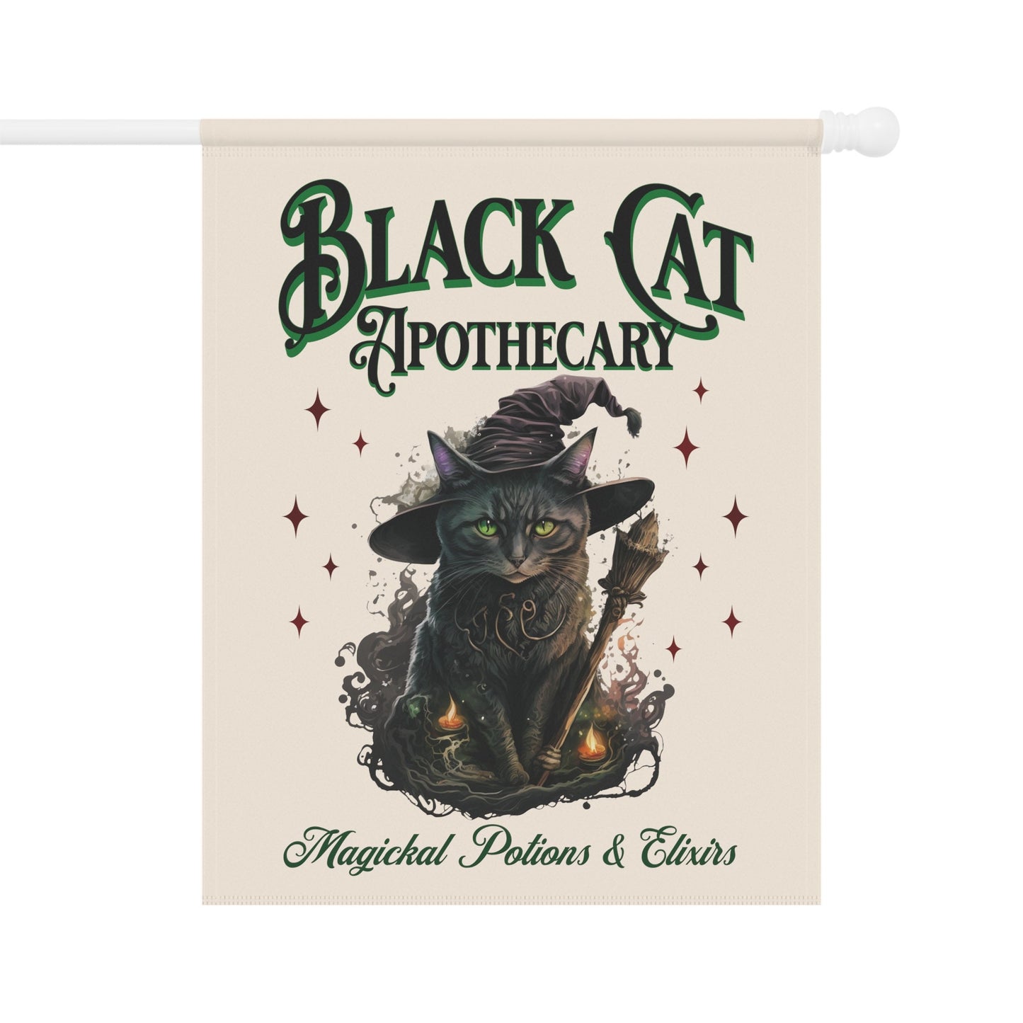 Black Cat Apothecary Witchy Halloween Flag