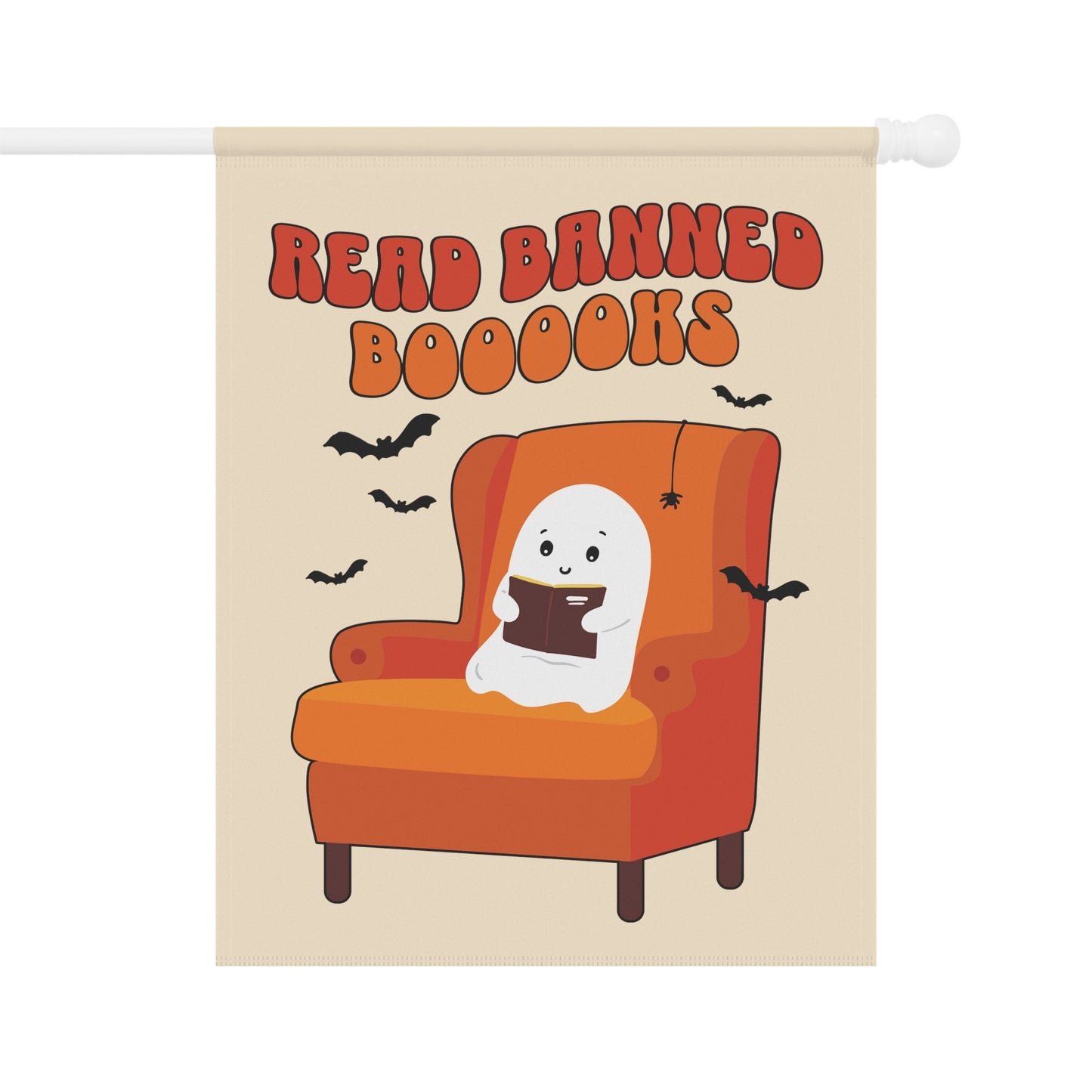 Read Banned Books Cute Ghost Halloween Flag