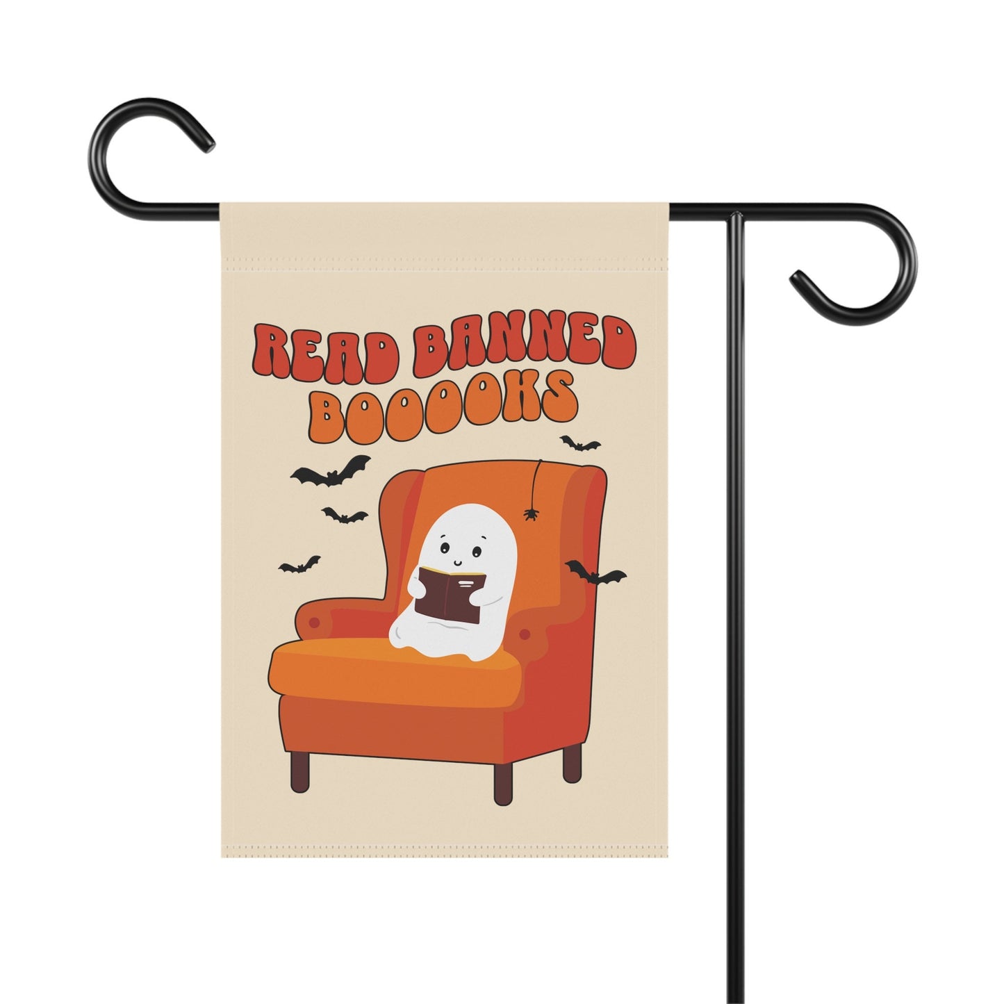 Read Banned Books Cute Ghost Halloween Flag