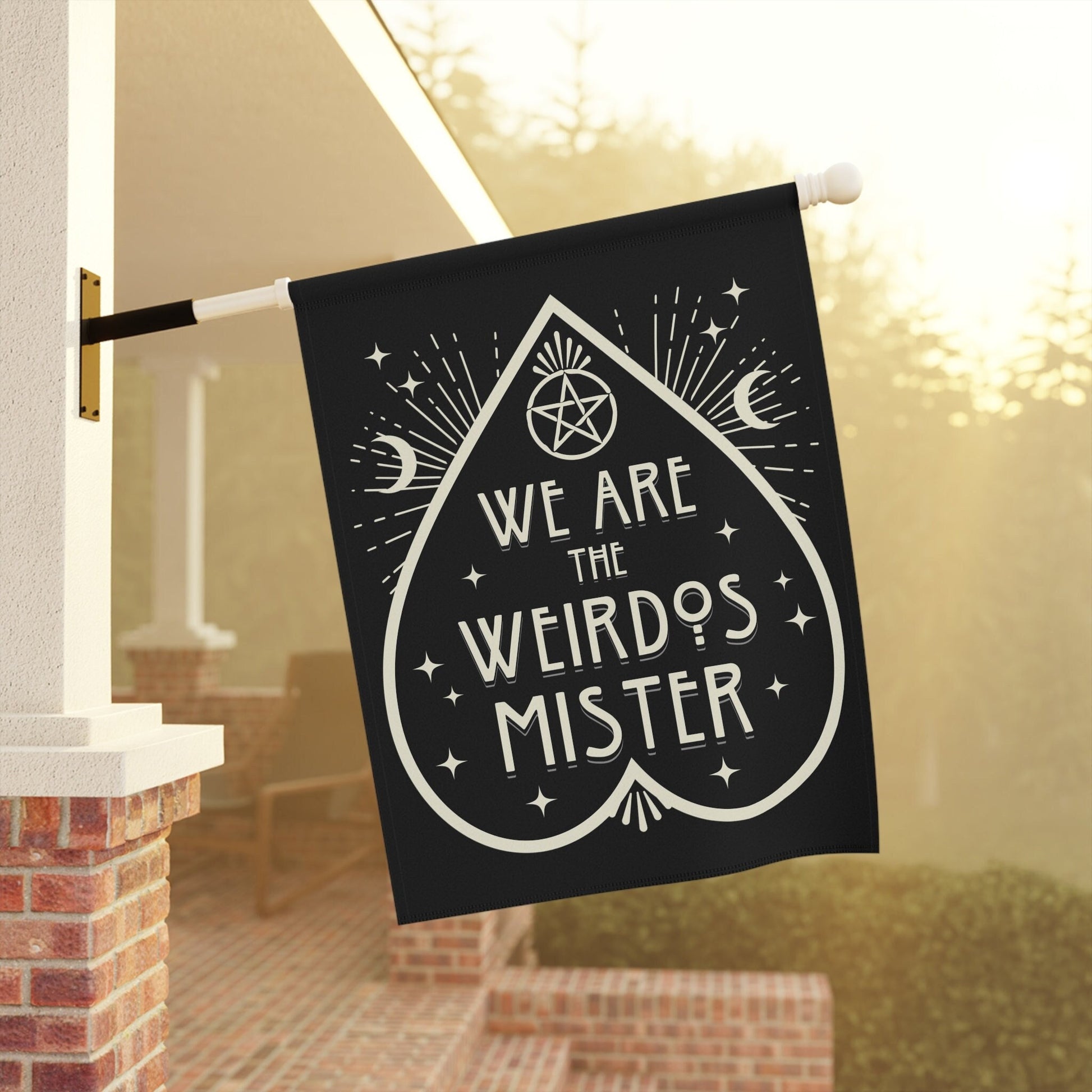 vintage halloween garden flag with we are the weirdos